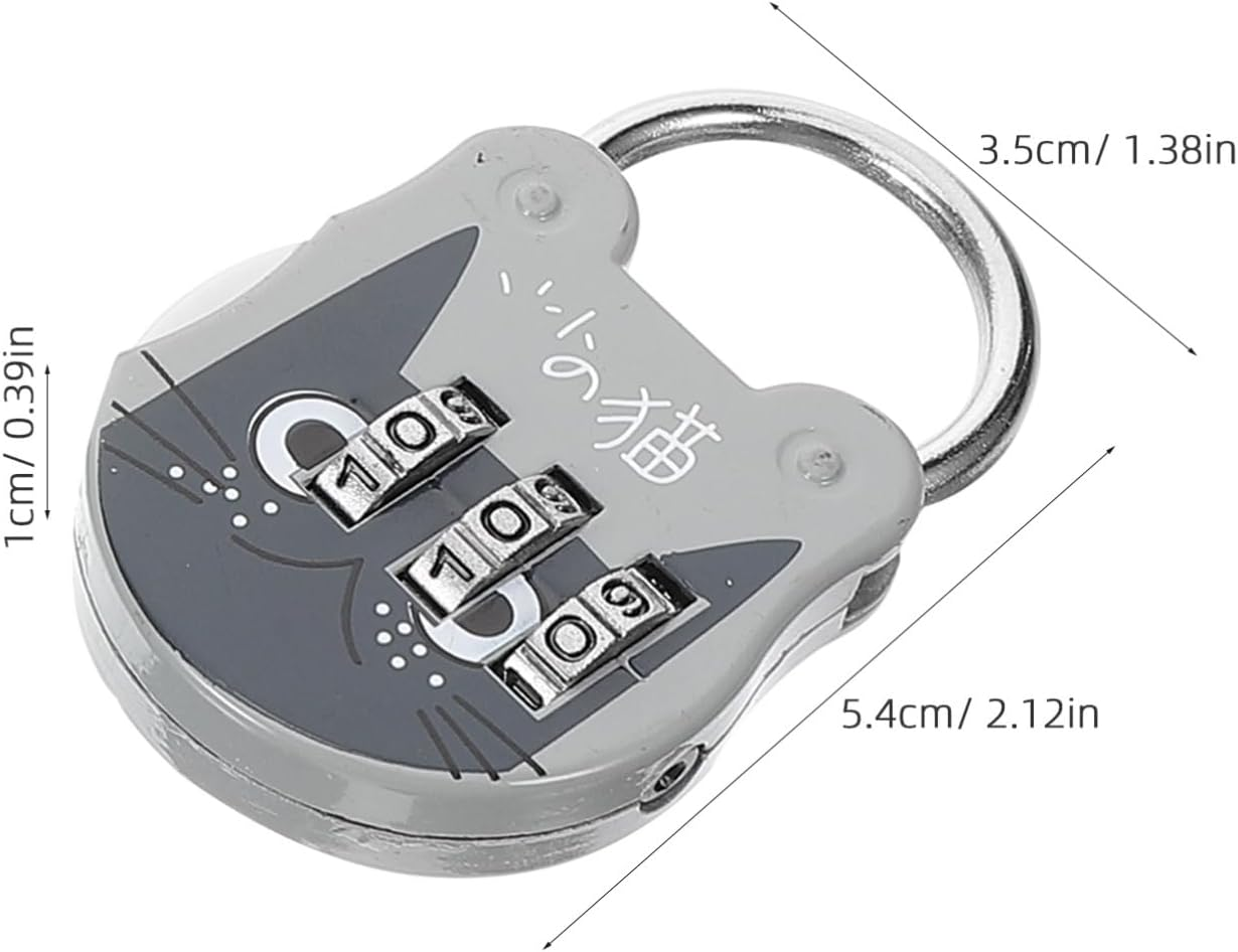 Jojofuny 4Pcs Cute Cat Combination Locker Locks, 3 Digit Password Padlocks for Drawers, Backpacks, Travel Suitcases, Home Use, Assorted Colors image number 3