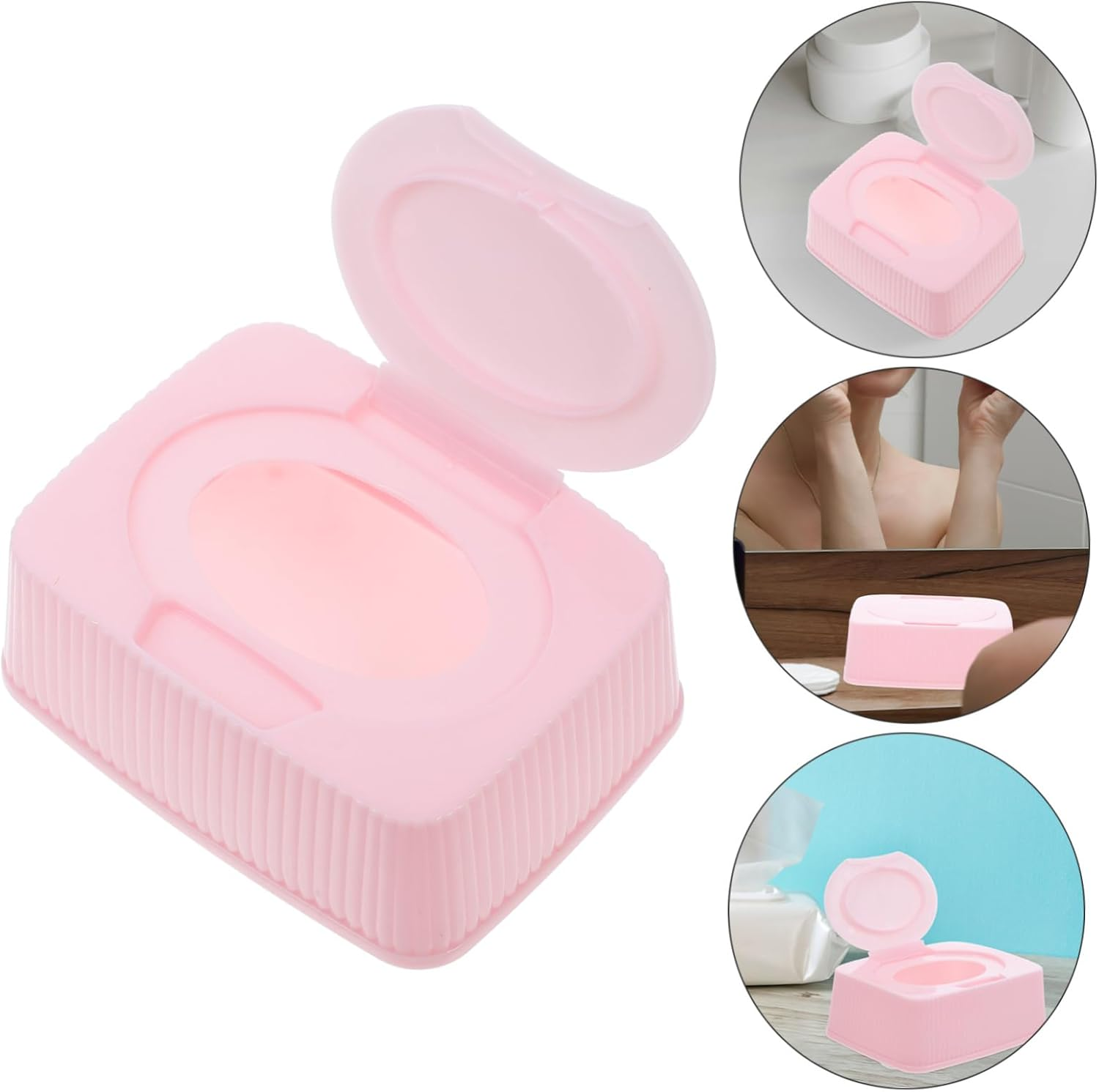 Baby Wipes Storage Box Flip Lid, Dustproof Plastic Wet Tissue Container, Nursery and Travel Dispenser, Keeps Baby Wipes Moist and Fresh, Pink image number 3