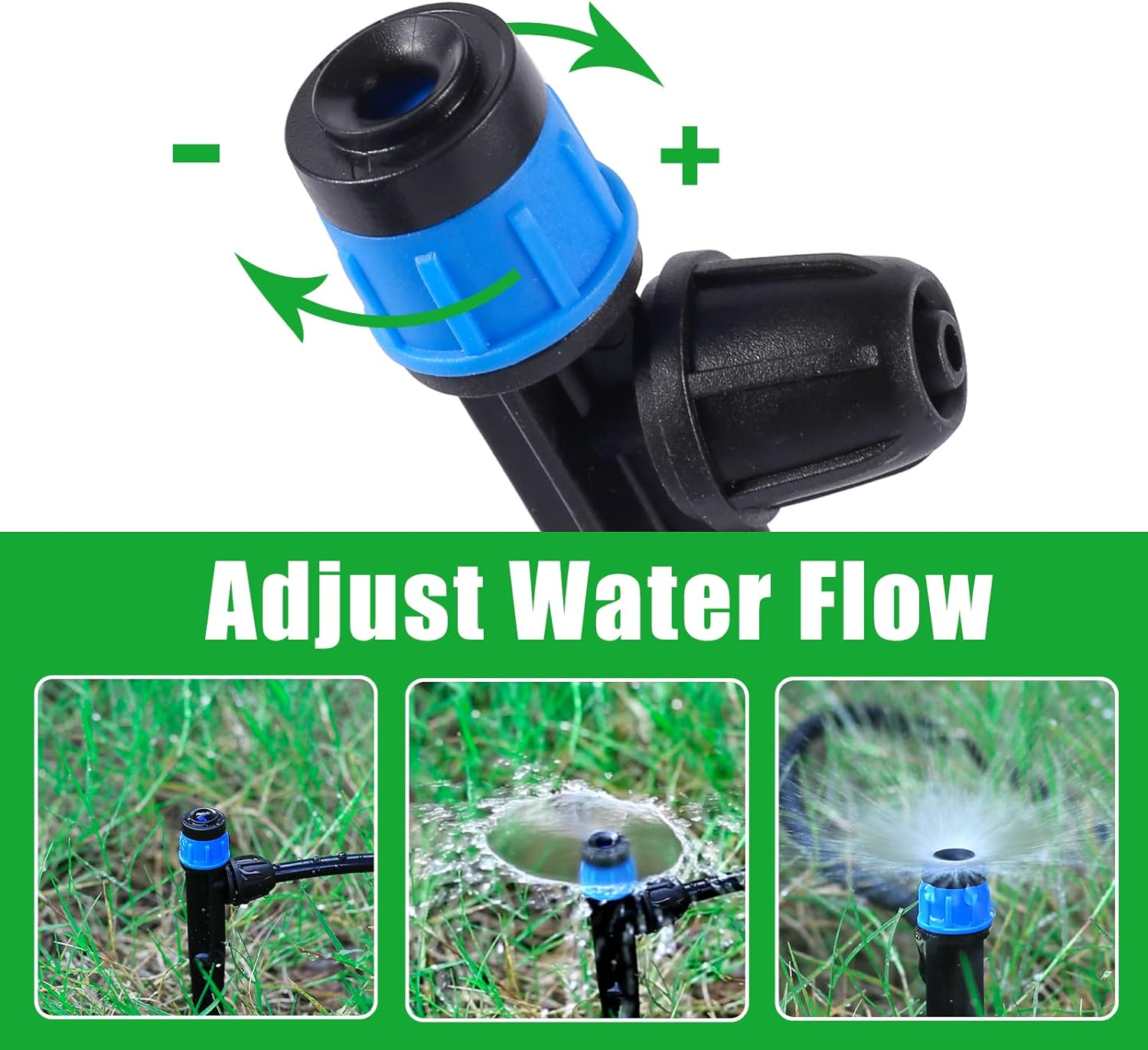 Drip Irrigation Emitters with Adjustable 360 Degree Water Flow Drippers Sprayer for 1/4 Inch Tubing, Garden Drippers Sprayer Perfect for House Garden Watering System. (25Pcs-Blue 360 Degree Sprayer) image number 1