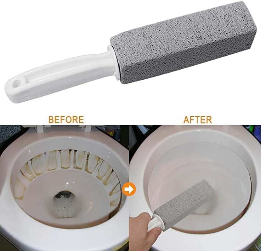 2 Packs Pumice Stone for Toilet Cleaning,Toilet Bowl Cleaning Stone with Ergonomic Handle, Powerfully Remove Hard Water Rings, Toilet Bowl Stain Remover,Calcium Buildup, Limescale Stain, Iron Rust image number 1
