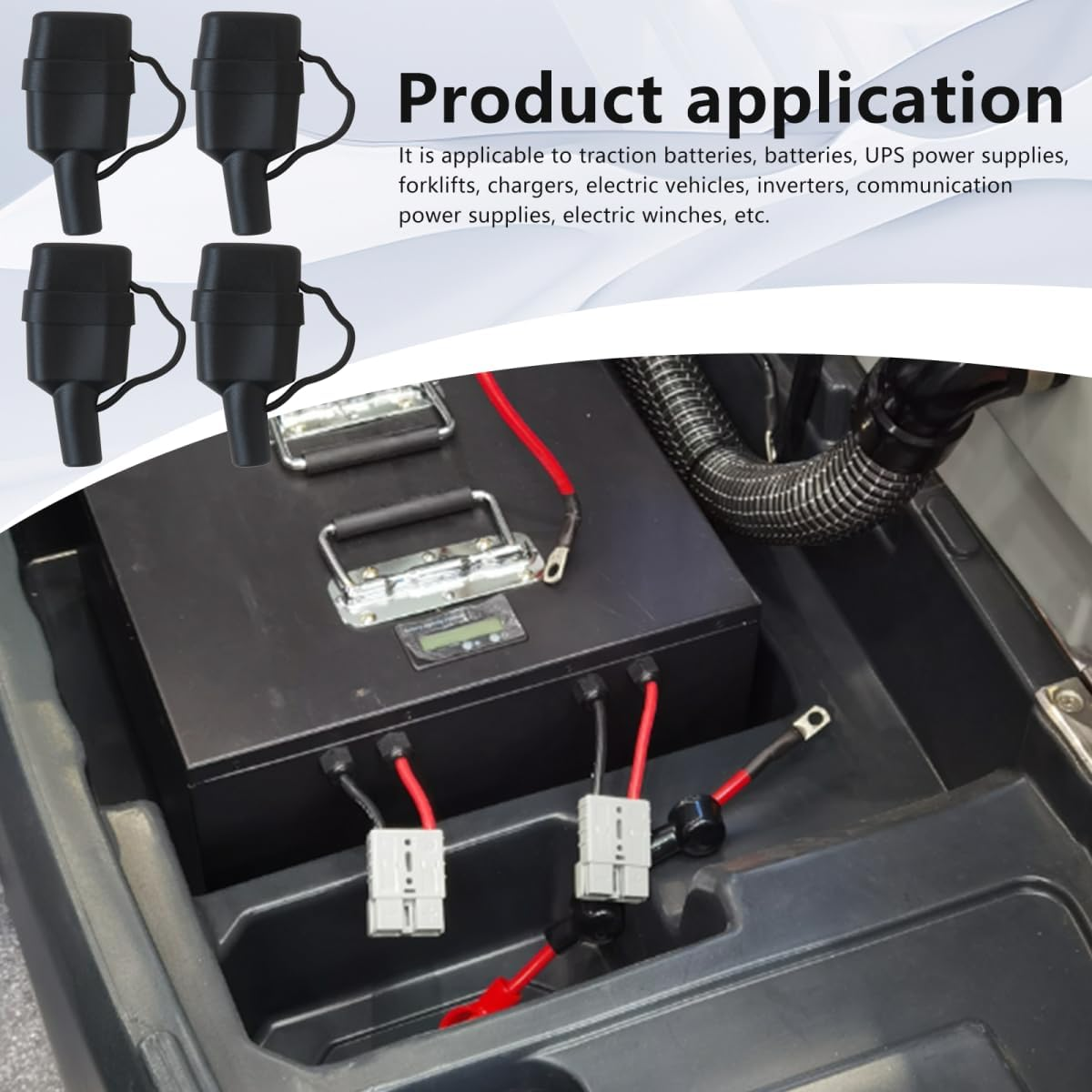 4Pcs 50A for Anderson Plug Dust Cable Sheath Cover with Cap Waterproof Cap - Black image number 2