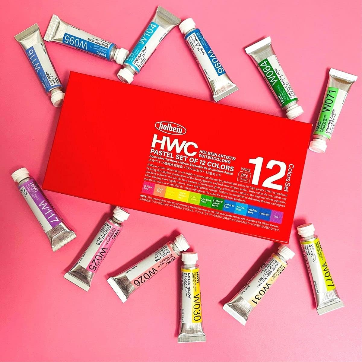 Holbein Artists' Watercolors - Pastels, Set of 12, 5 Ml, Tubes