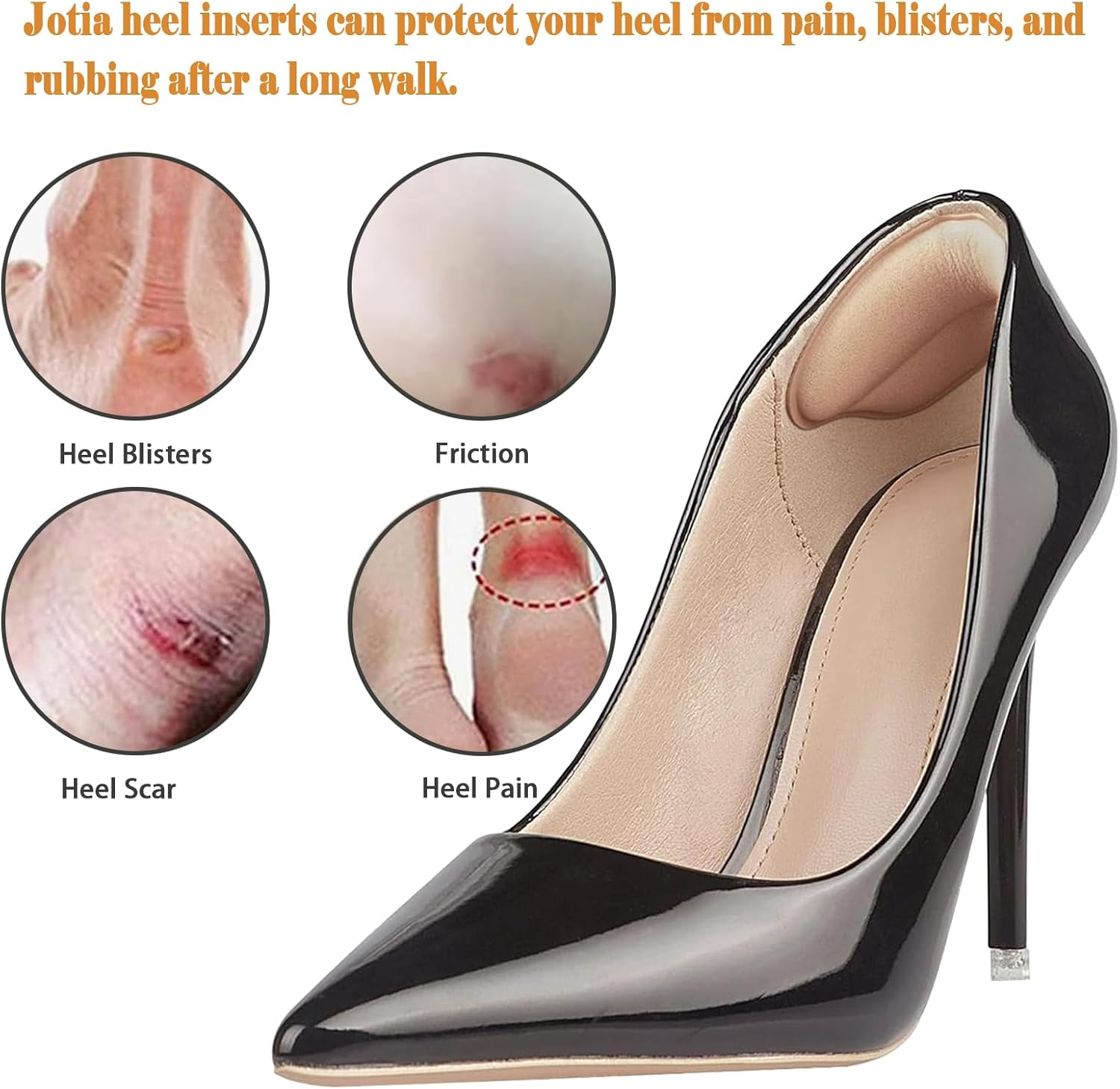 6 Pairs (12Pcs) Premium Heel Pads Inserts Grips Liner Heel Cushion Inserts Back of Heel Protectors Cushions Self-Adhesive Heel Inserts for Women Men, 2 Styles Heels Grip Liner (Black/Beige)