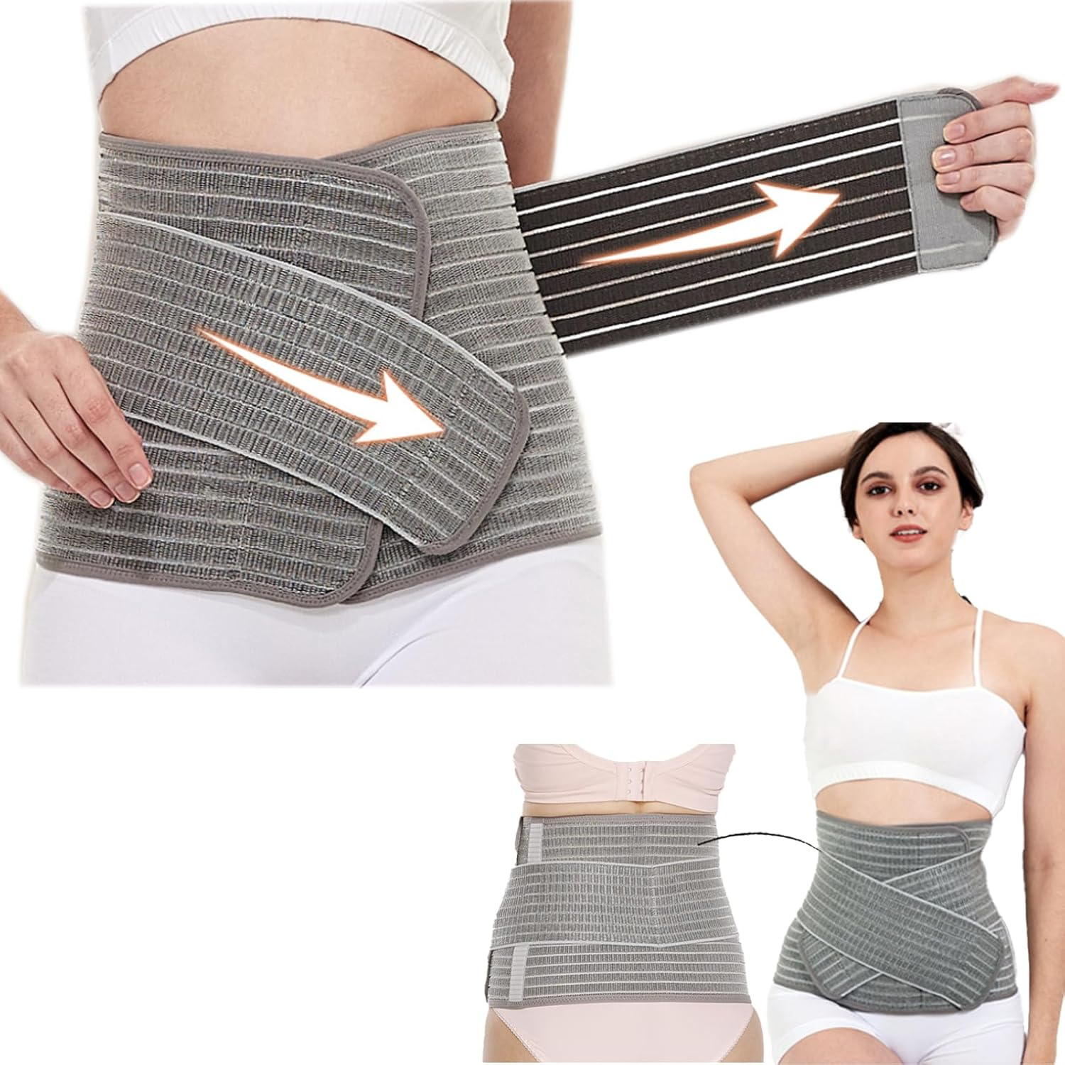 Alpinmett Postpartum Bell Band C Section Belly Binder with Dual Compression Support Band Wraps for Postpartum Care and Recovery, S/M image number 2