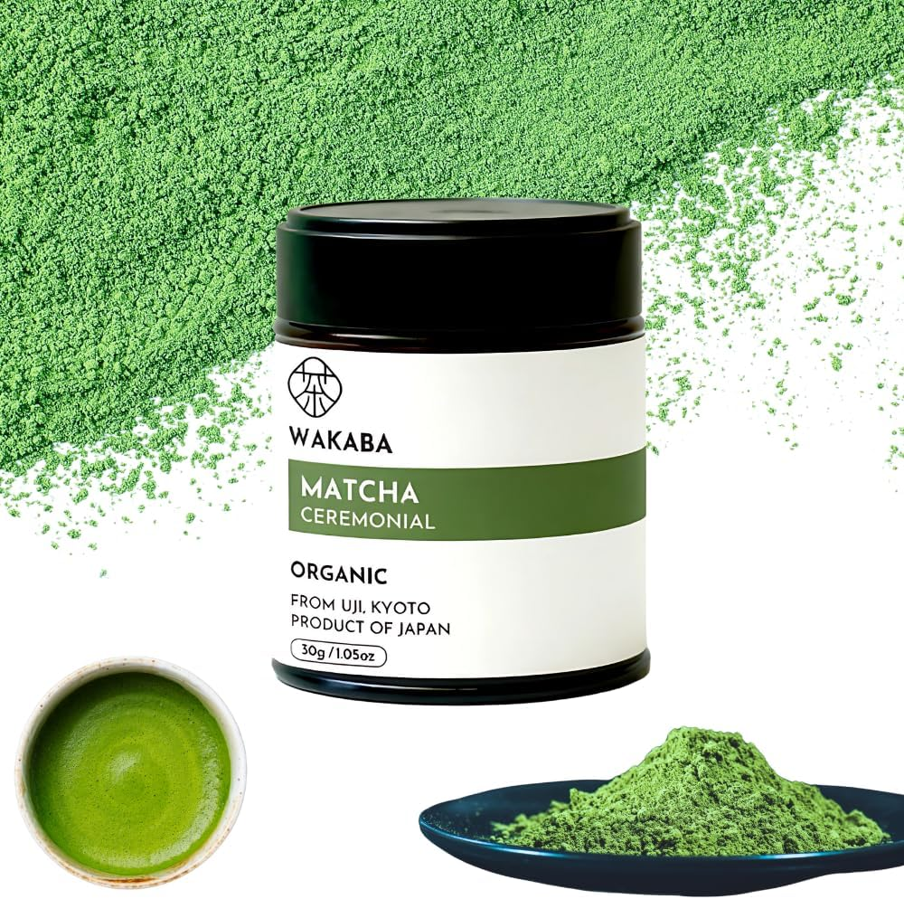 WAKABA 1St Harvest Premium Organic Matcha &ndash; Ceremonial Grade 30G from Uji, Kyoto, Japan | JAS/USDA Certified | Stone-Milled | Smooth, Rich Umami | Cafe Package image number 1