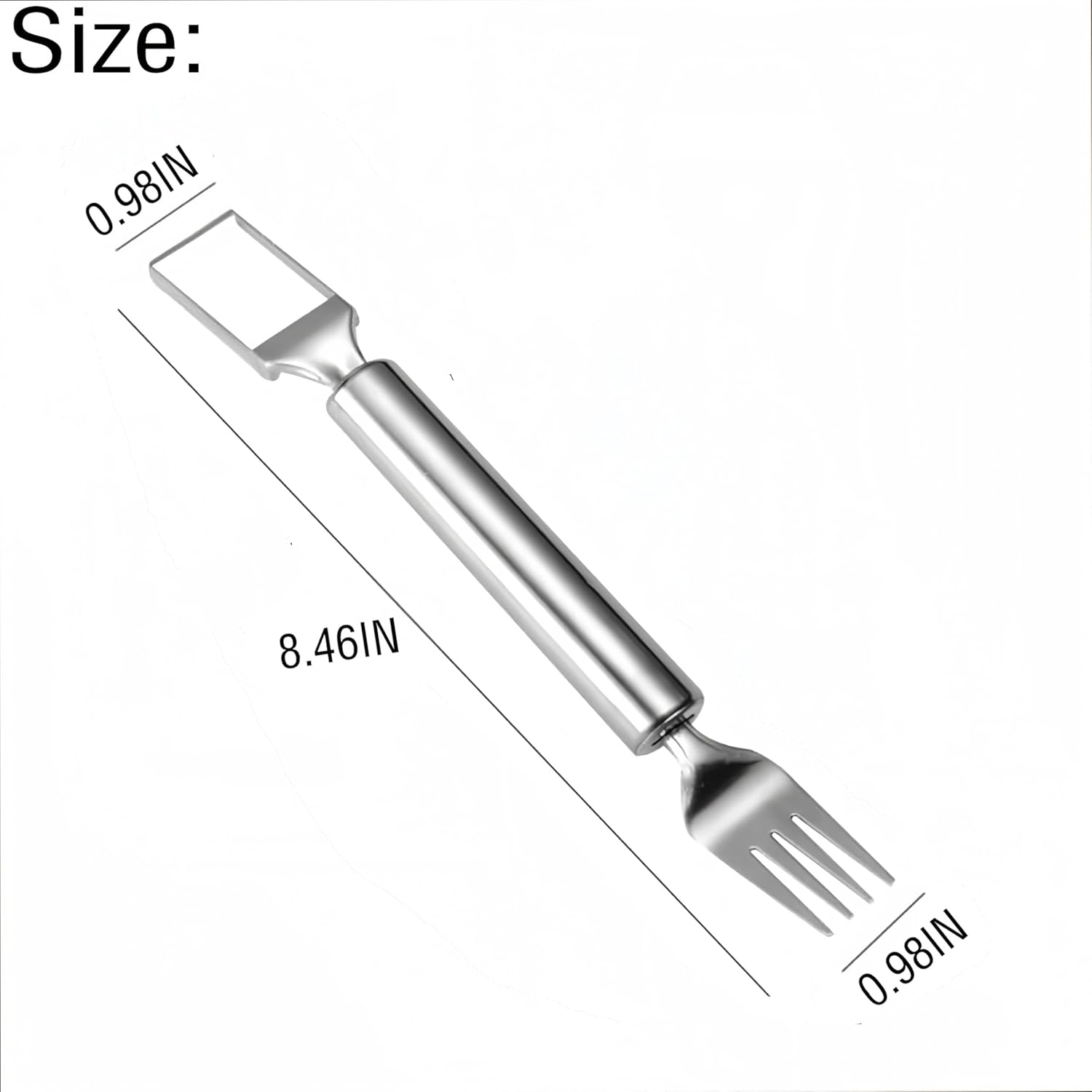 2-In-1 Watermelon Fork Slicer Cutter, Stainless Steel, Portable Cutter Slicer Tool,Dual Head Fruit Forks for Home Party Camping Kitchen Gadget(1 PCS) image number 4