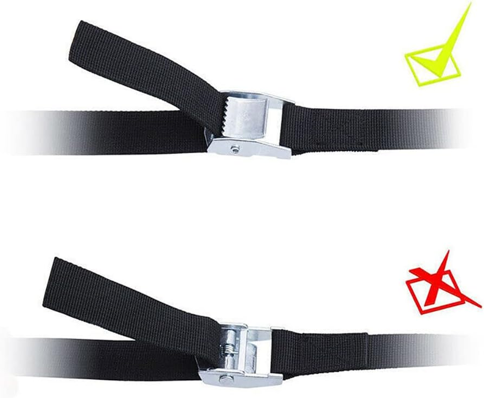 Tie down Straps 2 Pcs Lashing Strap 2.5Cm X 3M Adjustable Heavy Duty Cam Buckle Cinch Straps for Cargo, Trucks, Luggage, Trailer, Motorcycle (Black)