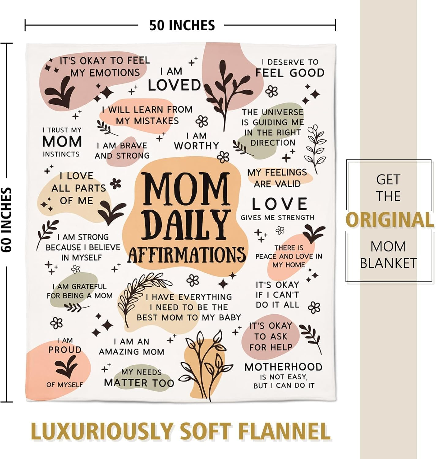 New Mom Gifts for Women - Mom Blanket with Daily Affirmations Messages- New Mom, New Mom Care Package after Baby, Gifts for Mom, Girl Mom, Boy Mom(50"X60") image number 5