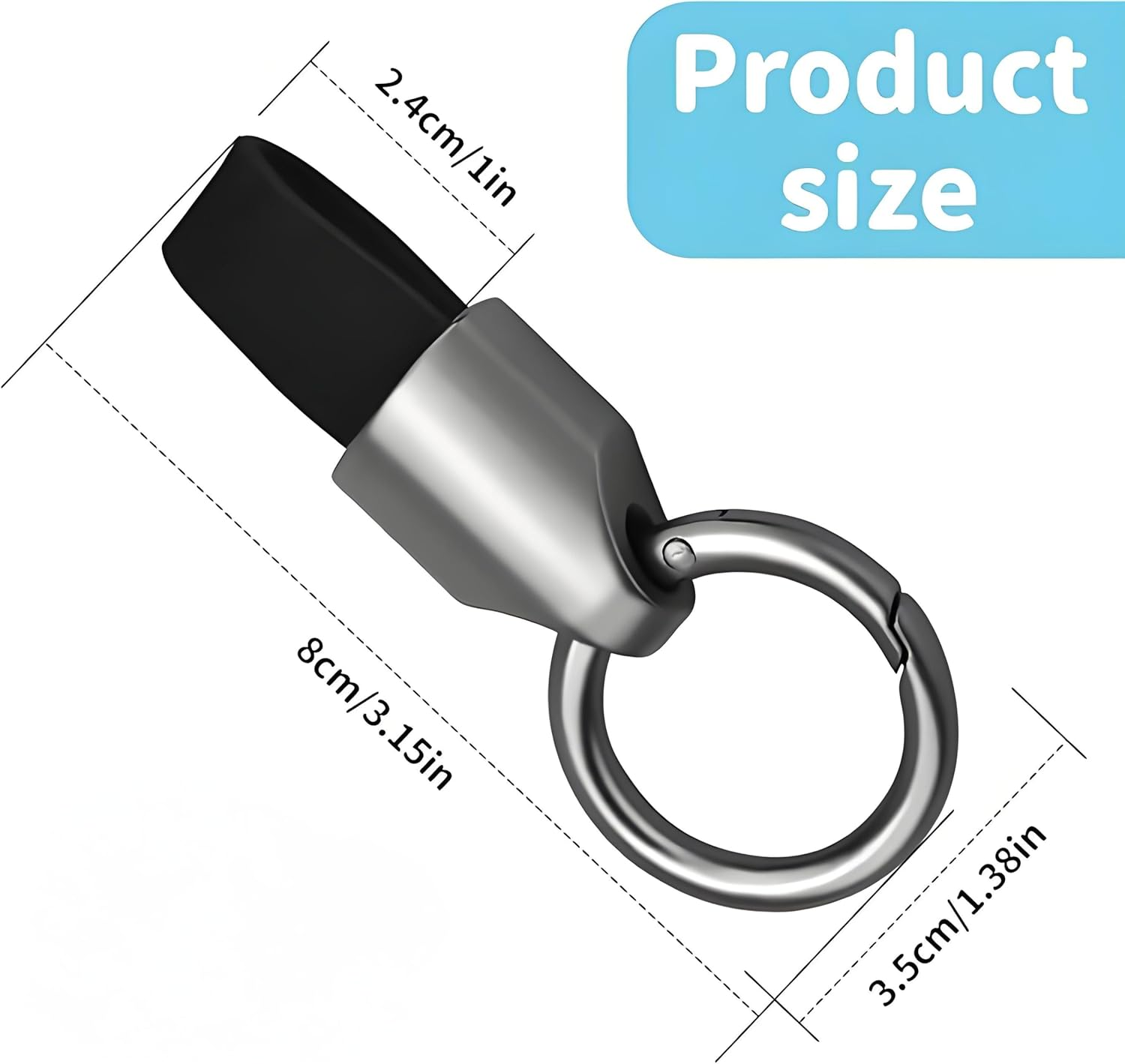 Car Key Chain Ring Clip Universal Detachable Leather,Small Key Fob Accessory with O-Ring Keyrings