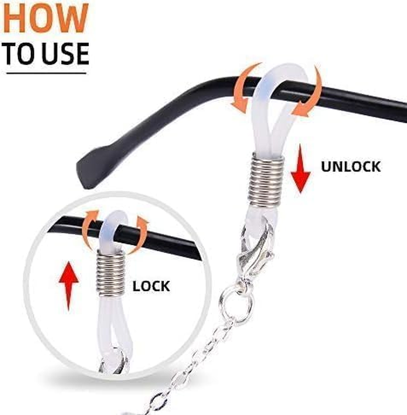 Eyeglass Chains for Women, Premium Beaded Eyeglass Necklace Chain Cord, Eye Glasses String Holder Set of 2 image number 2