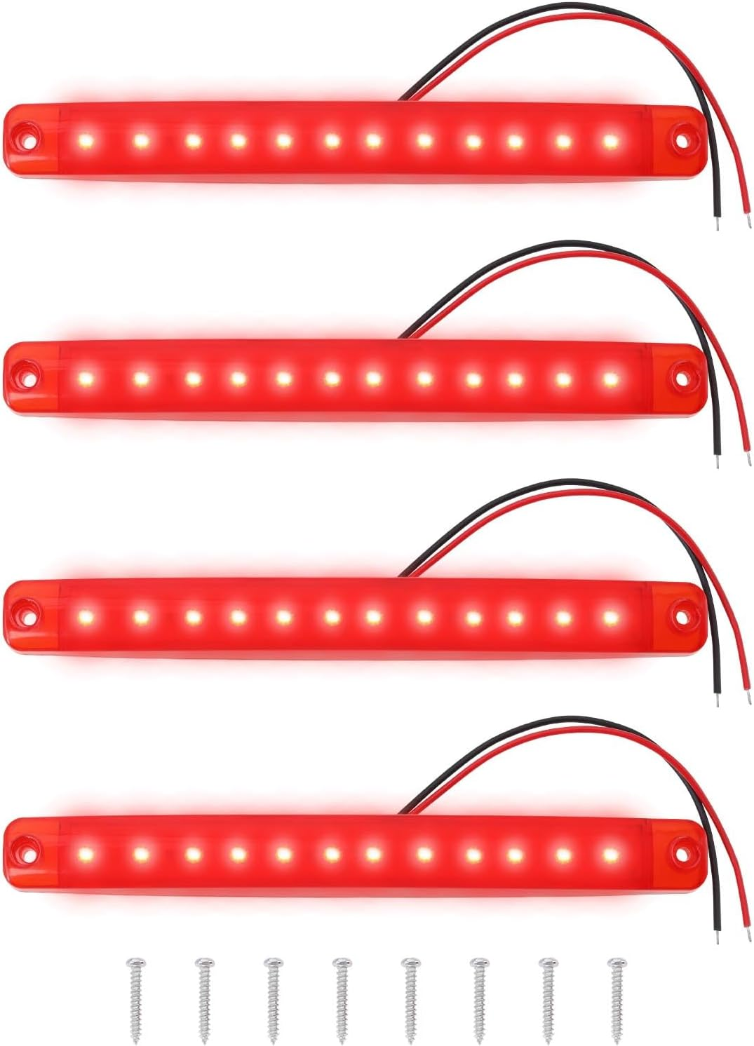 Emagtech 4Pcs 12V 24V 12 Led Tail Side Marker Lights Rear Side Marker Light Cab Marker Lights for Truck Camper Van Lorry RV Marker Lights Red image number 5