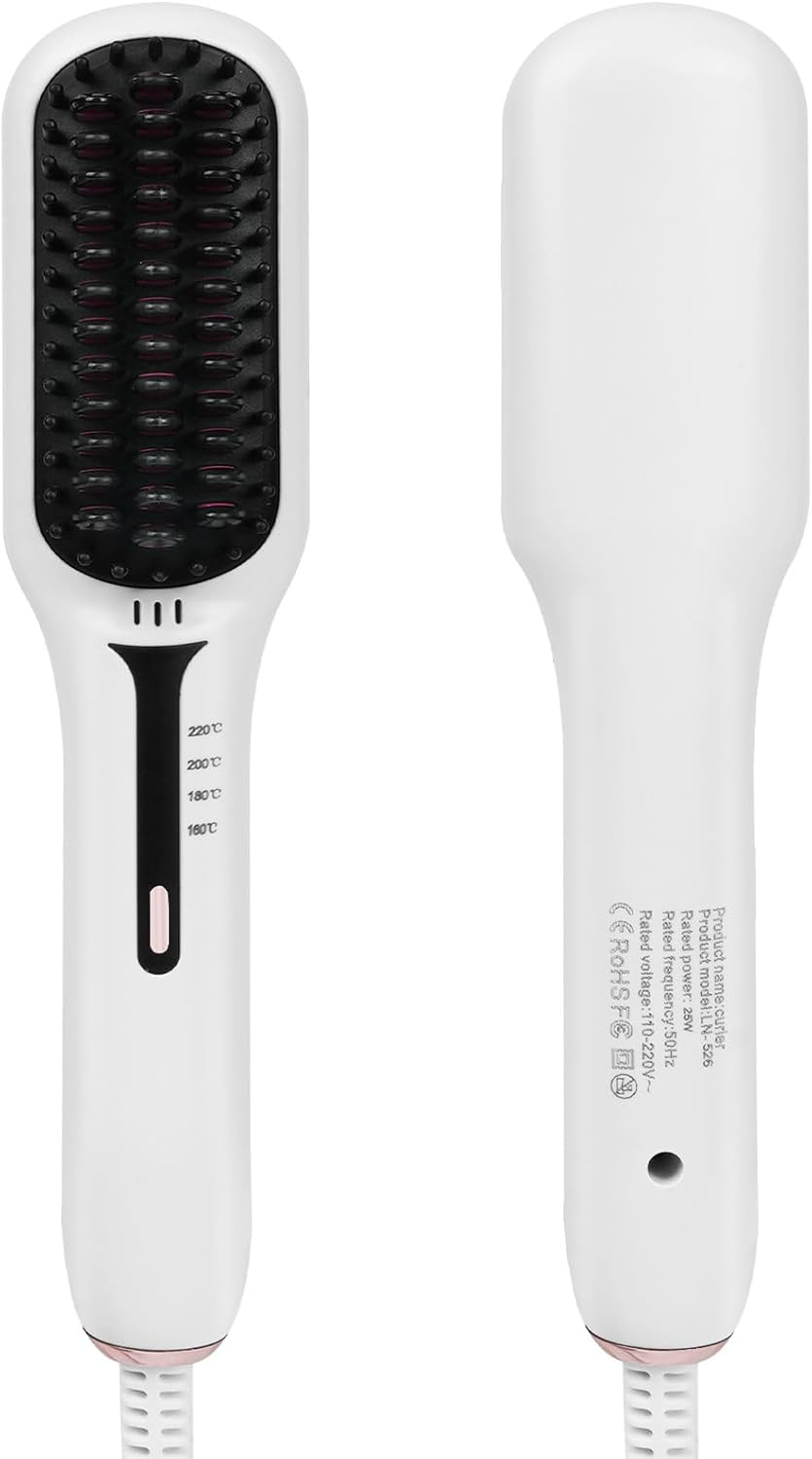 Alaoo Hair Straightener Brush, Ionic Hair Straightener Brush, Professional Electric Straightener Brush, 4 Stage Temperature Fast Heating, for Hair Styling and Straightener (White) image number 6