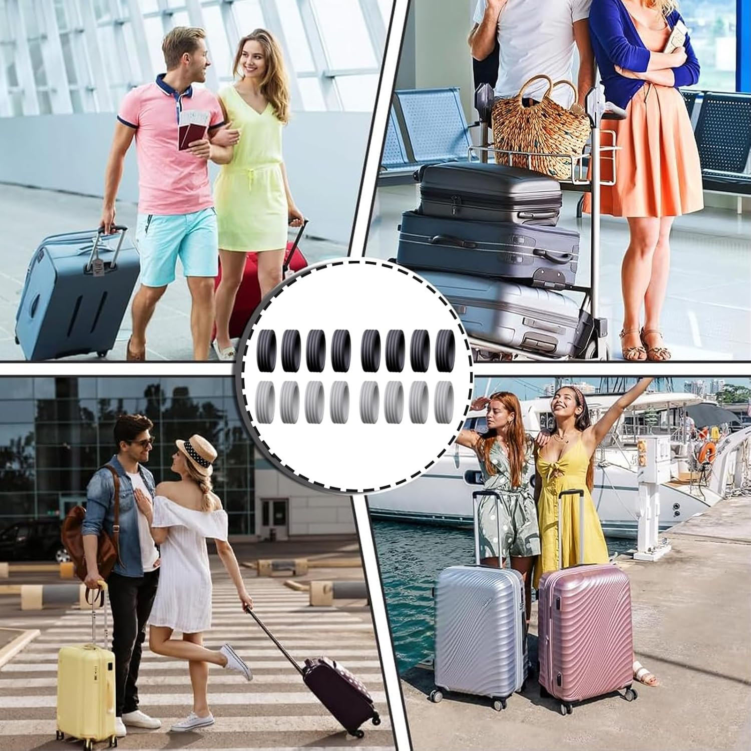 LDBKLGHJ Suitcase Protective Cover, Suitcase Wheel Covers, Pack of 16 Suitcase Wheel Covers for Noise Reduction, Hand Luggage Wheel Cover for Most Spinner Wheels image number 3