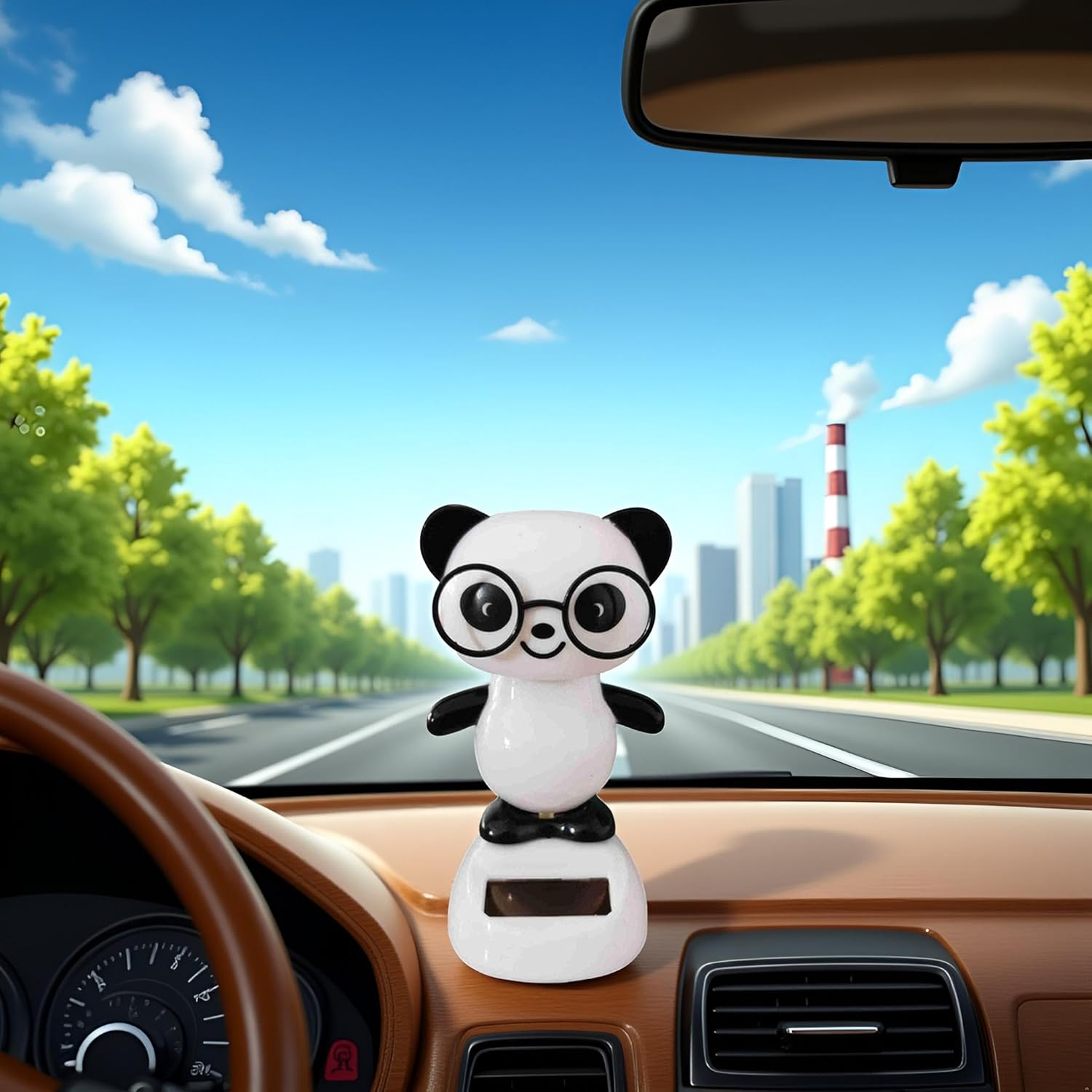 Black and White Solar Dancing Panda Bear Tiger - Shaking Doll Dancing Toys, Car Dashboard Doll Ornament, Dancing Animal Figurine Toy for Car Interior Home Desk Decorations Solar Power Kits image number 4