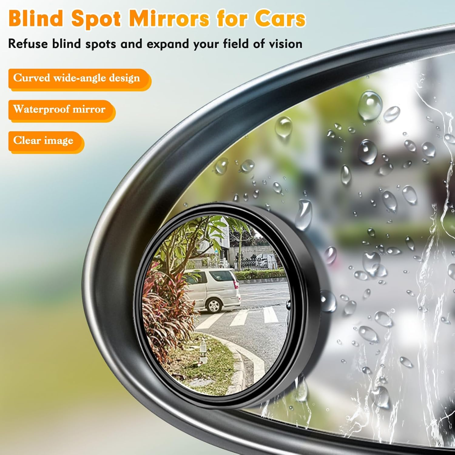 2Pcs Blind Spot Mirrors for Cars round 360&deg; Rotate Convex Blindspot Mirrors for Car, Waterproof HD Glass Blind Spot Mirrors, Car Mirror for General Motors SUV Truck Traffic Safety image number 5