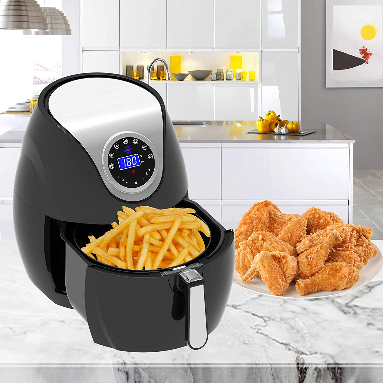 Kitchen Couture Air Fryer 7 Litre | LED Display | 7 Preset Modes | Temperature Control up to 200 Degrees Celsius | Rapid Air Circulation| Black image number 2