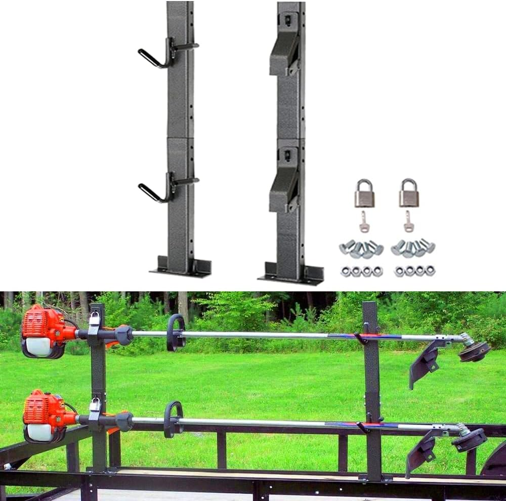 ELITEWILL 2 Place Locking Trimmer Rack Trim Line Holder Fit for Open Landscape Trailers Racks