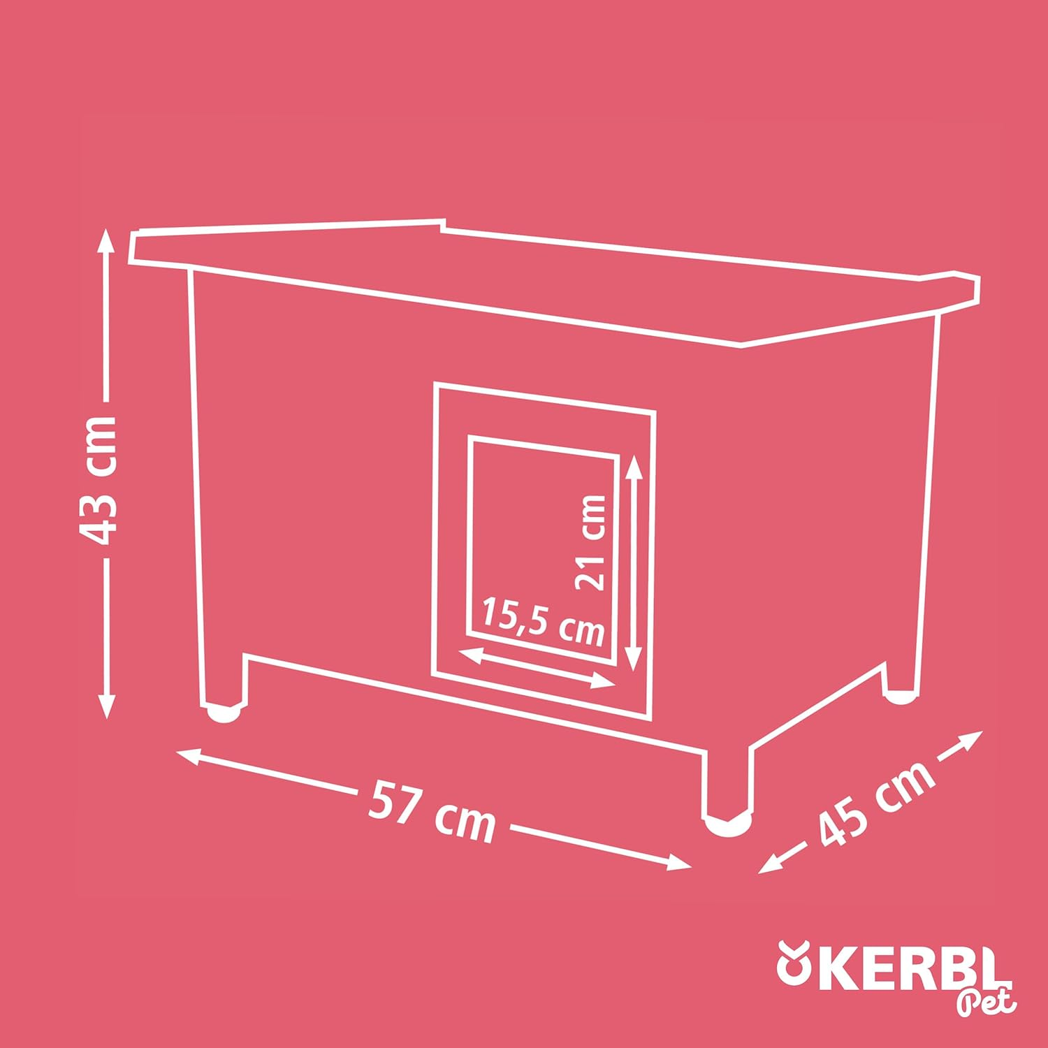 Kerbl Rustica 80991 Cat House Wooden White/Grey Swing Door with Slats, Plexiglass Window, Height-Adjustable Plastic Feet, Cat Villa image number 6
