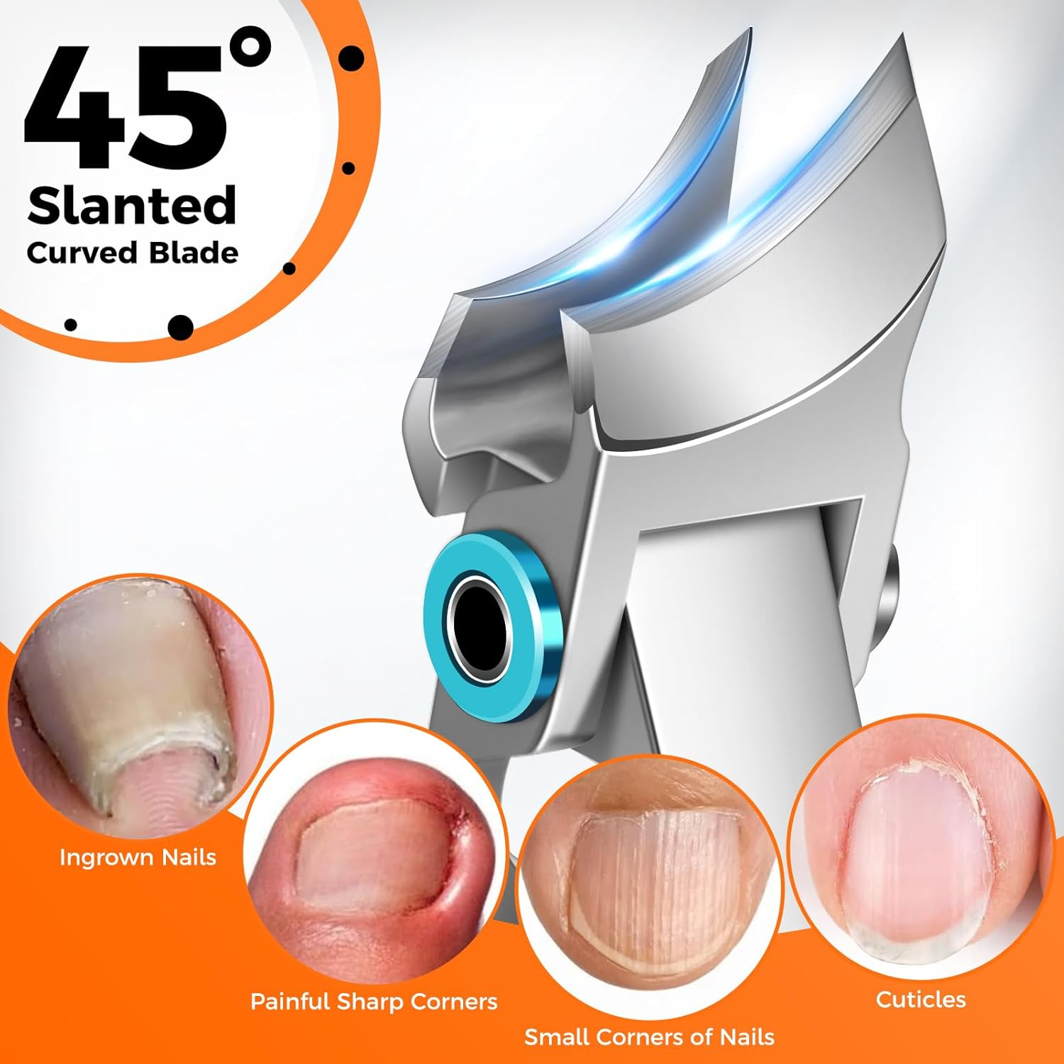 Slanted Toenail Clippers for Seniors Thick Toenails, Angled Head Large Nail Clippers for Men Thick Ingrown Nails with Wide Opening, Nail Cutter with Catcher -Silver image number 4