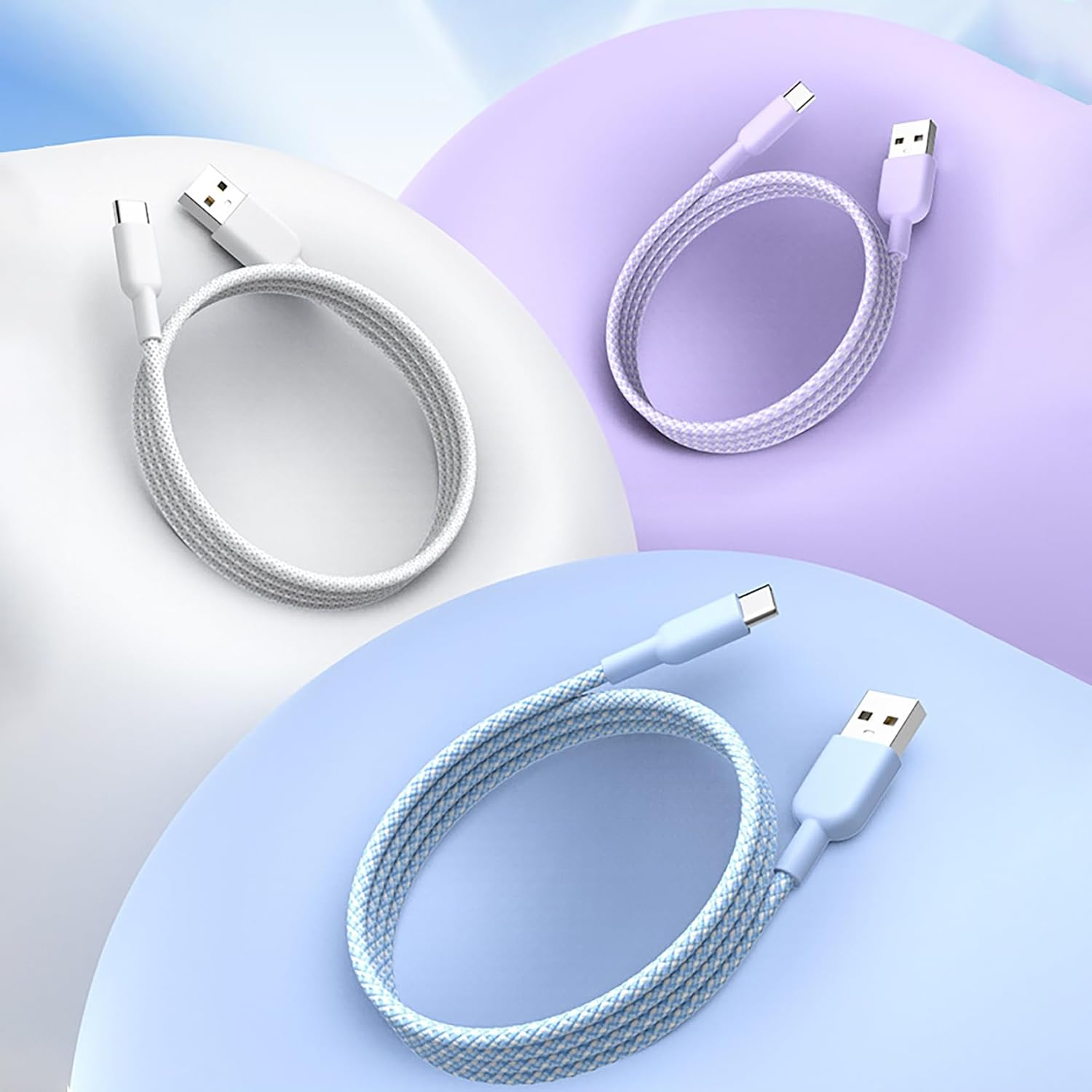 USB Type C Cable 2Pack, Tunghey USB C Charger Cable Nylon Braided Fast Charging Sync Cord Compatible 16/15 Pro Max Galaxy S10 S9 S8 Plus,Note 9 8,Pixel 2 XL (Black, 1M) image number 1