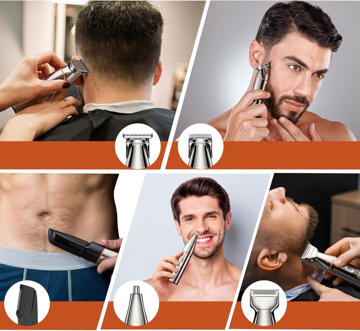 Barberboss 5-In-1 Men'S Beard Trimmer Grooming Kit for Men, Cordless Hair Clipper, Nose & Body Shaver with LED Display & USB-C Charge, Body Groomer