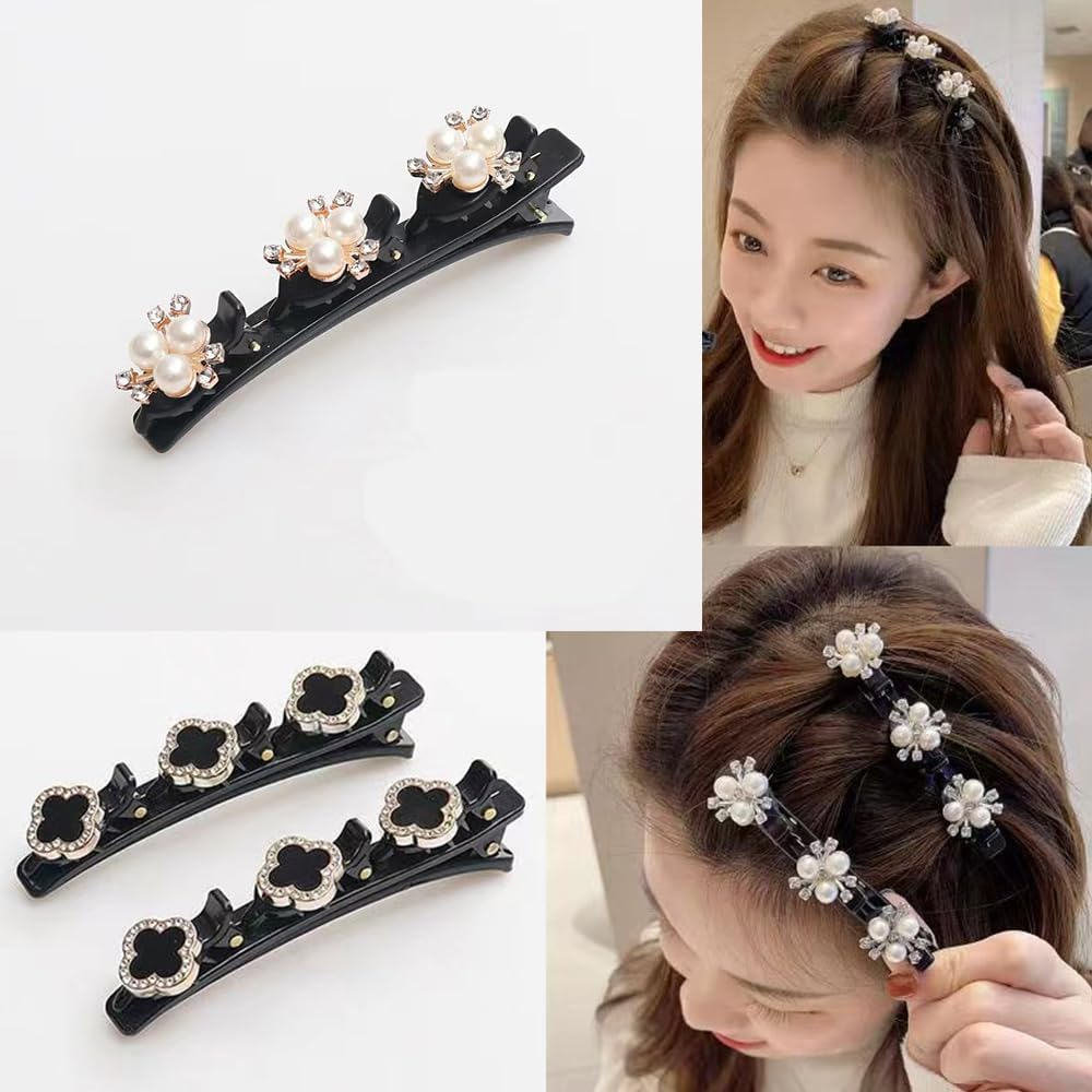 TSUOUKL 5-Piece Set of Women'S Hair Clips, Crystal Hair Clips, Women'S Double Layer Hair Clips with 3 Small Clips for Women and Girls, Daily, Party, Wedding image number 4
