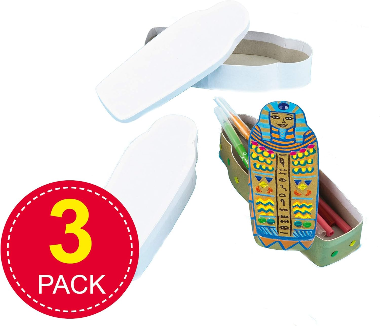 Baker Ross EV729 Pencil Box, 20Cmx7Cmx4Cm, White 3 Pack