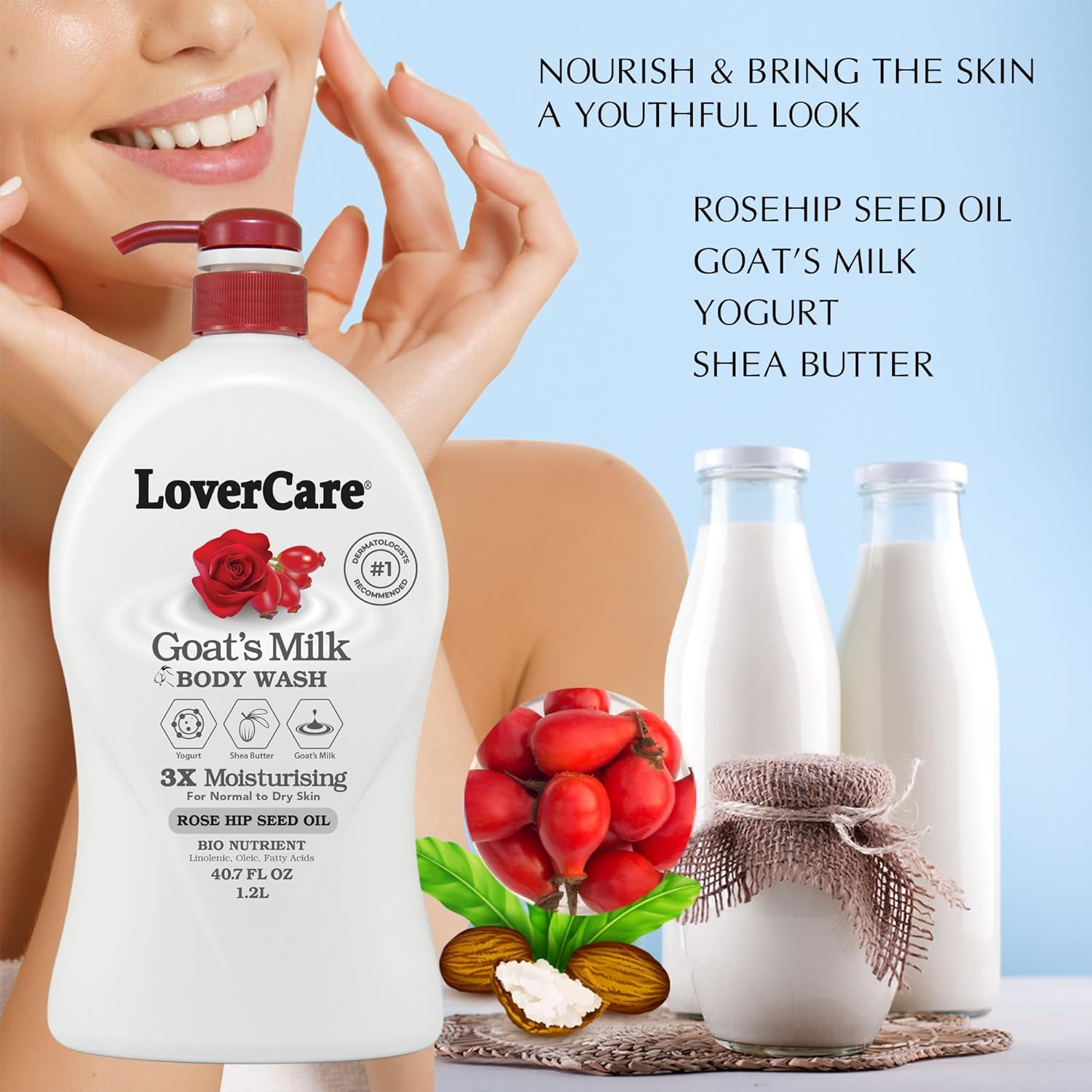 Lover'S Care Goat'S Milk Shower Cream 40.7 Oz (1200Ml) -Rose Hip plus Bio Nutrient image number 2