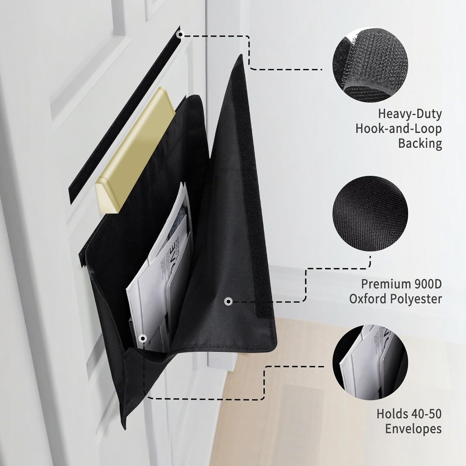 DOINEUFL 20 Inch Letter Box Catcher, Wall Mounted Waterproof Letterbox Cage & Letter Catcher for Post Boxes,Durable Letterboxes & Accessories, Post Catcher to Secure Letters & Parcels (White) - Black image number 4