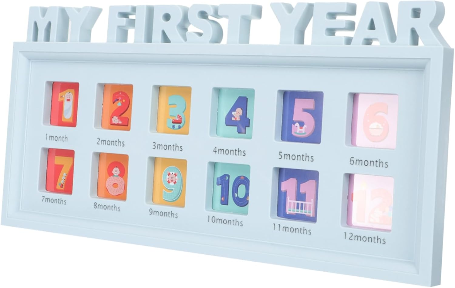 Month Growth Photo Frame Compact First Year Picture Holder for Boys Creative Milestone Display for Home Decor for Recording Memories