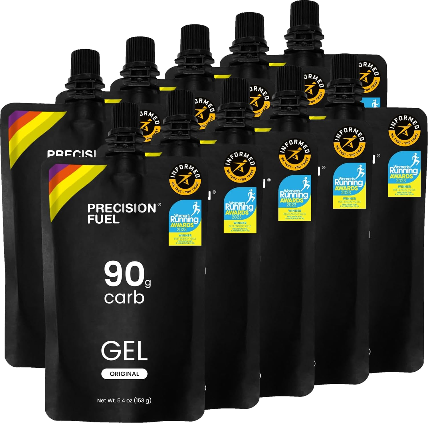 Precision Fuel 90 Energy Gels - Mild-Tasting Gels for Endurance Athletes, 90 G Carbohydrates, Easy to Digest, Perfect for Long-Term Sports 153G (Pack of 10) image number 4