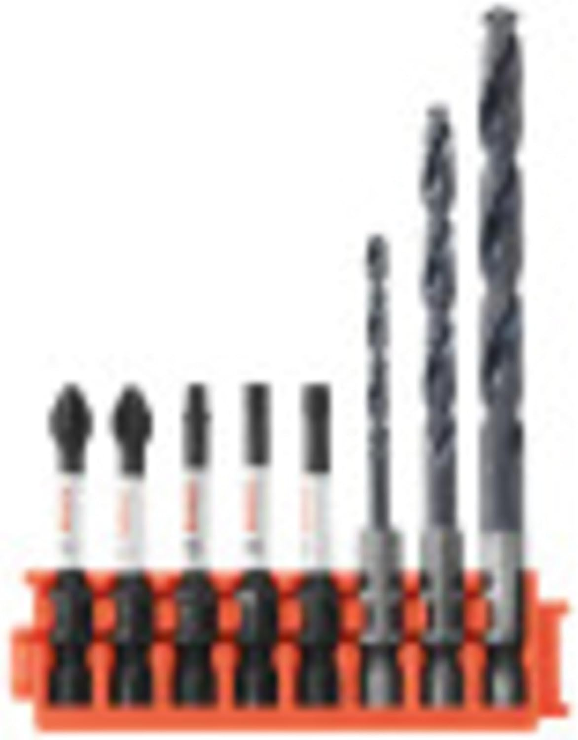 BOSCH CCSDDV08 8-Piece Assorted Set Impact Tough Black Oxide Drill Bits and 2 In. Phillips, Square, and Torx Power Bits with Clip for Custom Case System