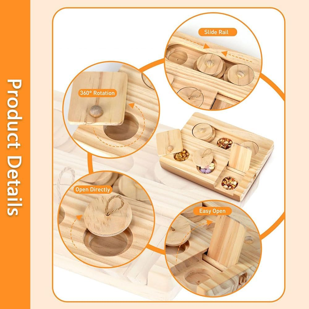 6 in 1 Wooden Foraging Toys for Small Pets &ndash; Interactive Treat Dispenser & Chew Toy Set for Guinea Pigs, Hamsters, Rabbits, Chinchillas, Rats & Gerbils image number 3