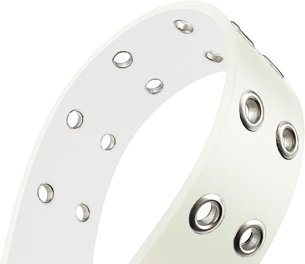 Double Grommet Leather Belt - PU Leather - Double Prong Belt Buckle - 2 Hole Grommet Belt for Women Men by Belle Donne image number 2