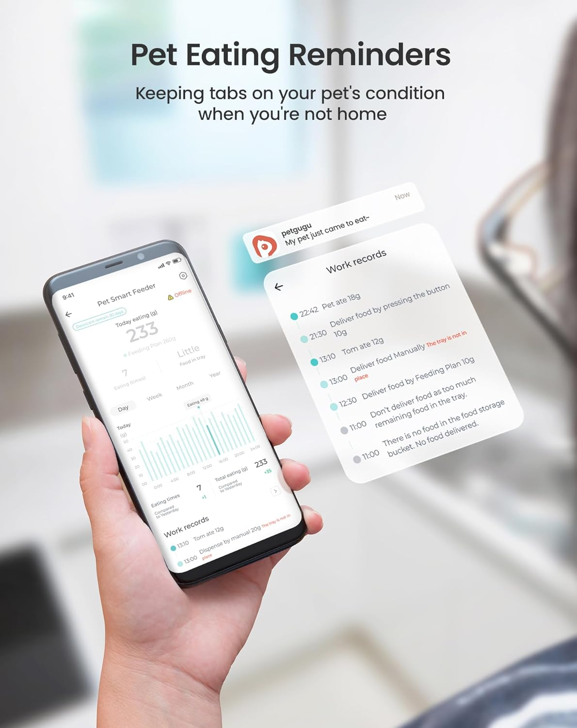 PETGUGU Smart Automatic Cat Feeder, 3.5 Liter Automatic Dog Feeder with Video and Voice Call, Ceramic Bowl, Customized Timed Feeding, Easy Removal for Cleaning (PF2) image number 1