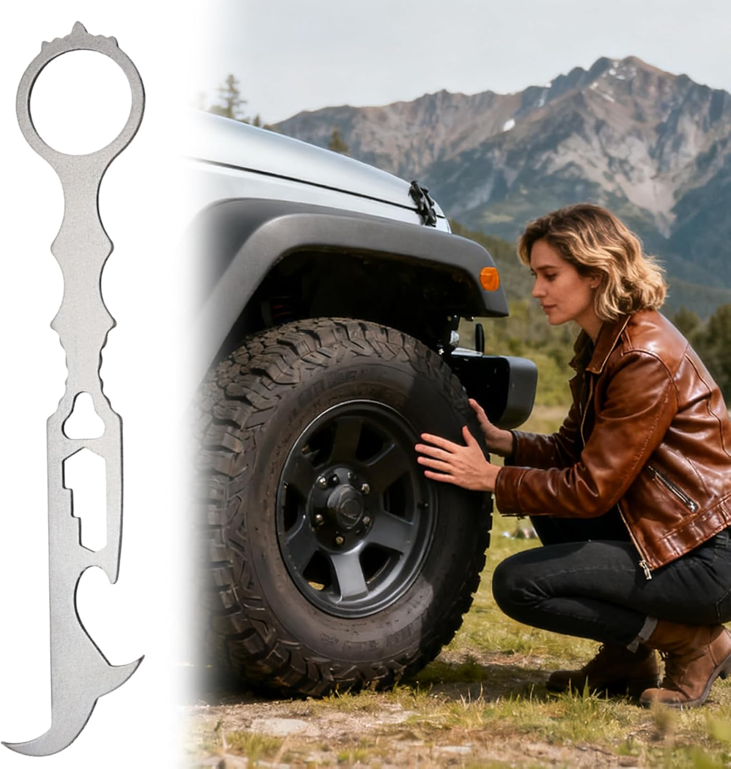 Tire Stone Remover for Car,Multifunctional Auto Tyre Rock Picker | Car Tire Rock Remover Tool,For Outdoor Vehicle Men Truck Rv Sedan Motor Bike Wheel Gravel image number 3