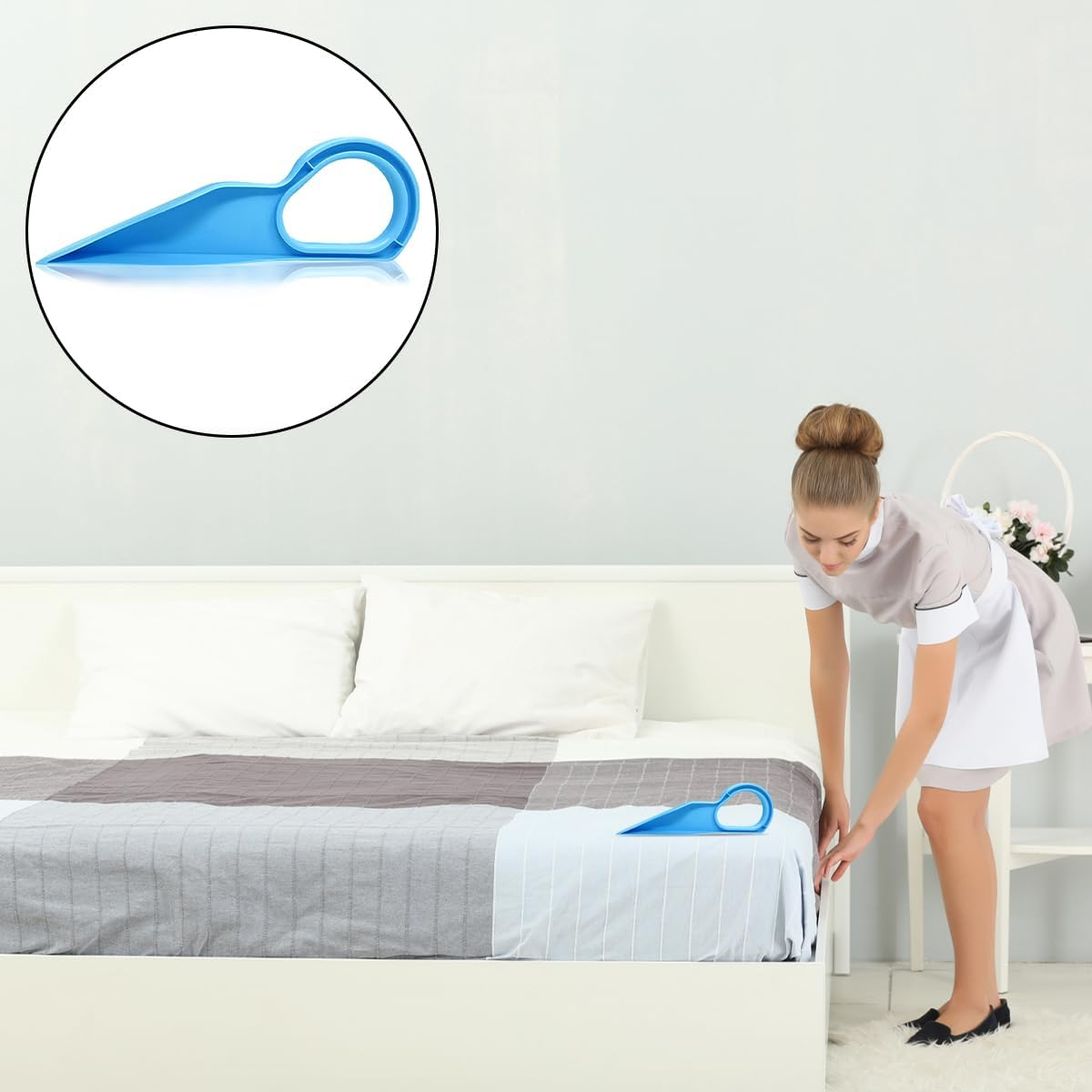 NILLOS Mattress Wedge Elevator, 1 PCS Blue Plastic Bed Making Mattress Lifter Bed Sheets Tucker for Changing Sheets (25 X 8 Cm/9.84 X 3.14 In) image number 6