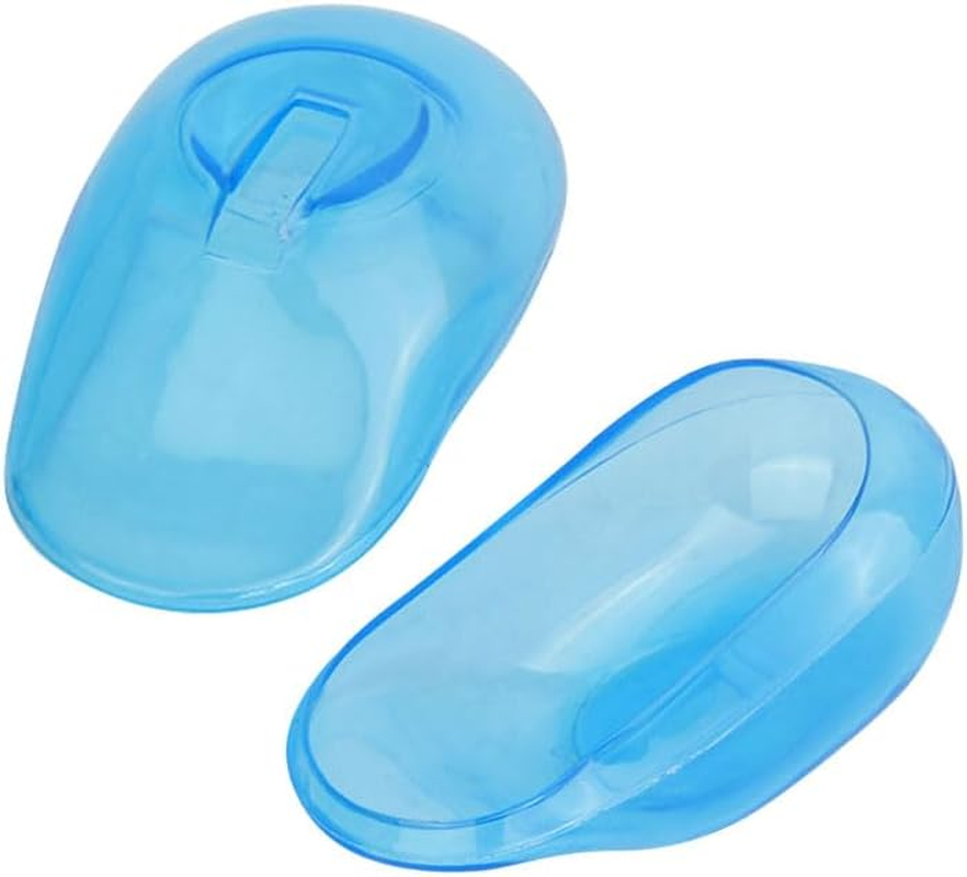 2 Pcs Ear Protectors, Reusable Plastic Ear Covers, Waterproof Anti-Staining Ear Shower Caps for Hair Dye, Washing, Showering, Salon (Blue) image number 2