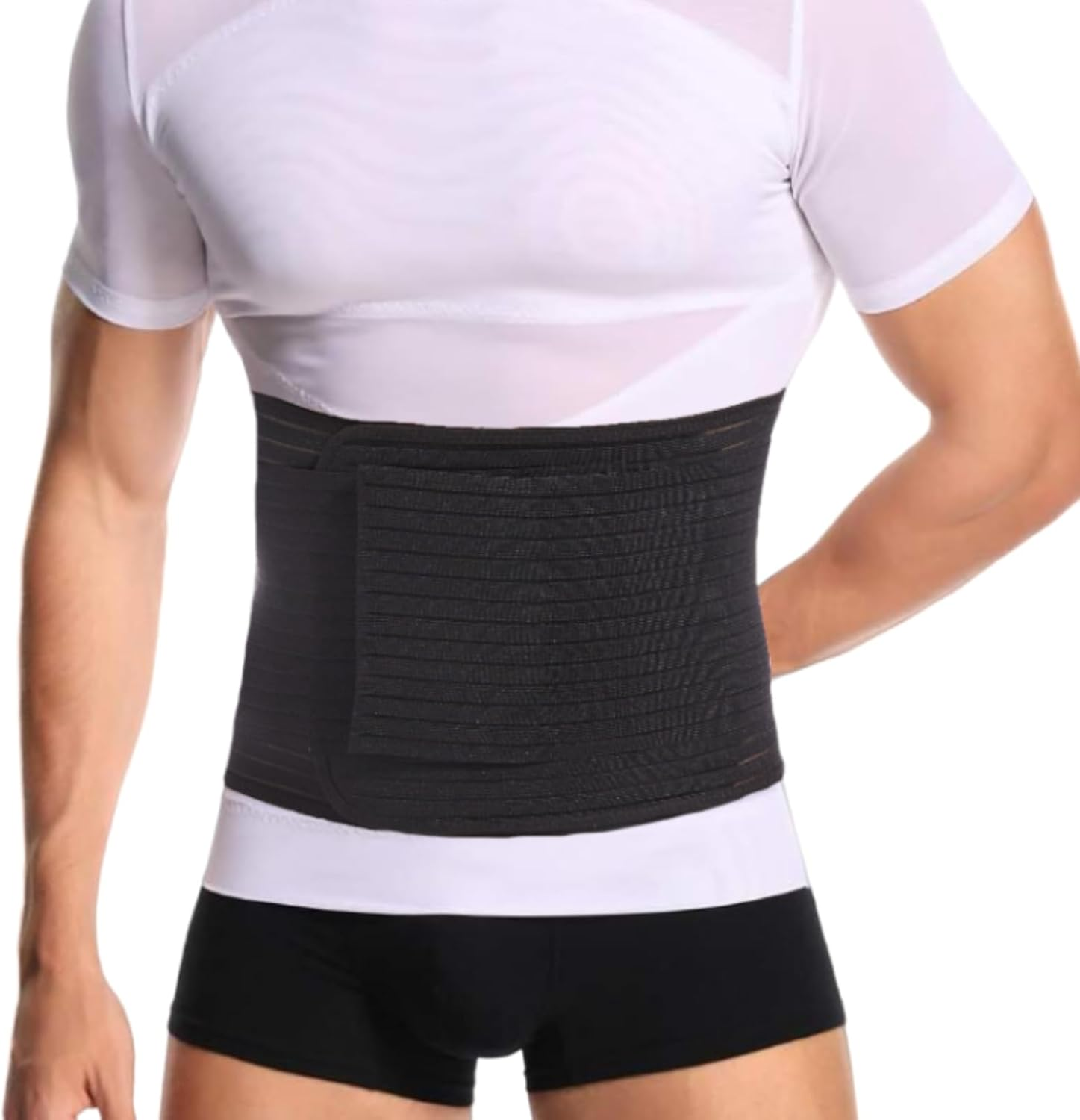 Reian Men'S Abdominal Binder for Post Surgery,Compression Wrap Abdomen Waist Support Belt for Hernia Tummy Tuck image number 3