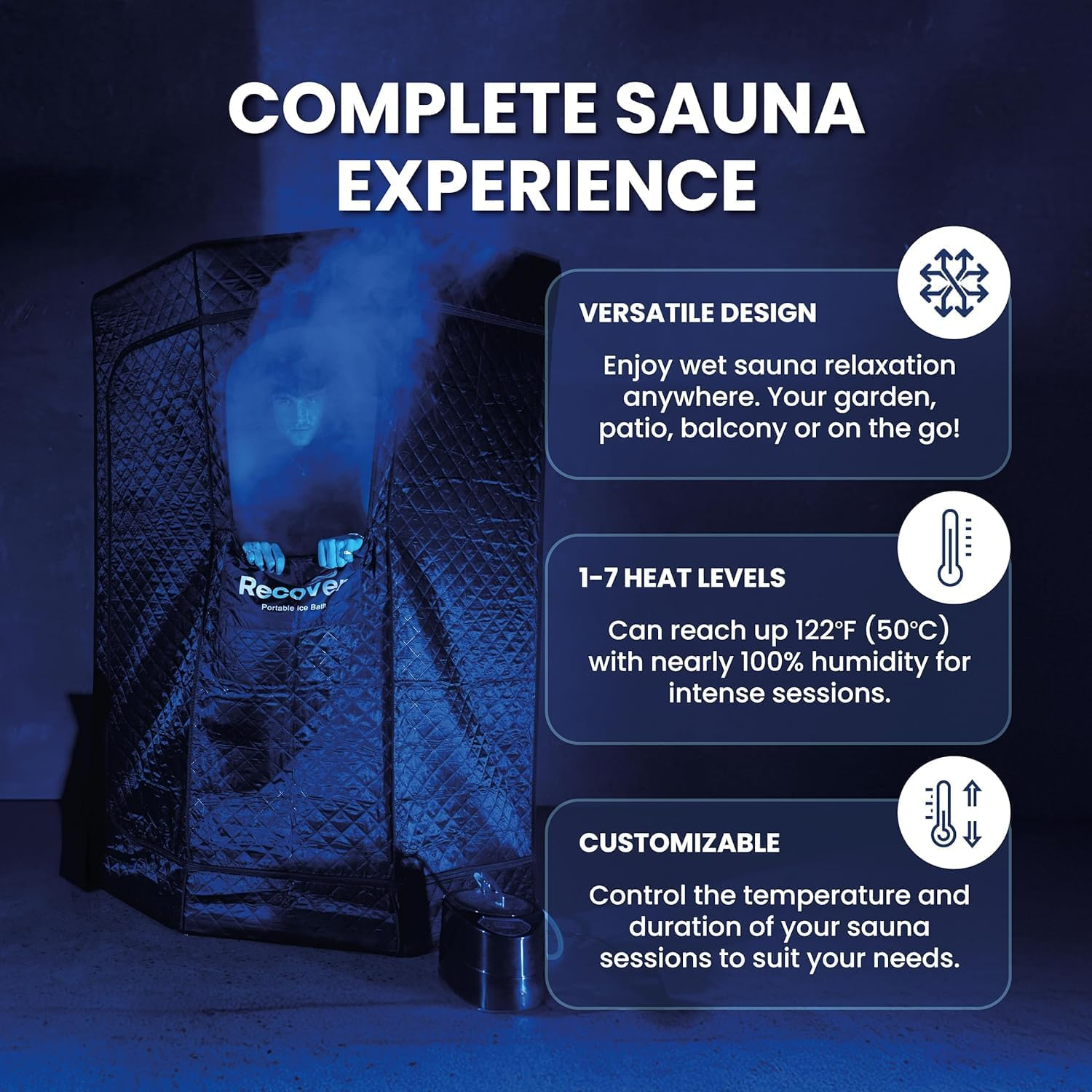 Steam Sauna Tent with Ice Bath Tub, Portable Sauna Box for Personal Home Spa for Relaxation Detox Athletes Therapy