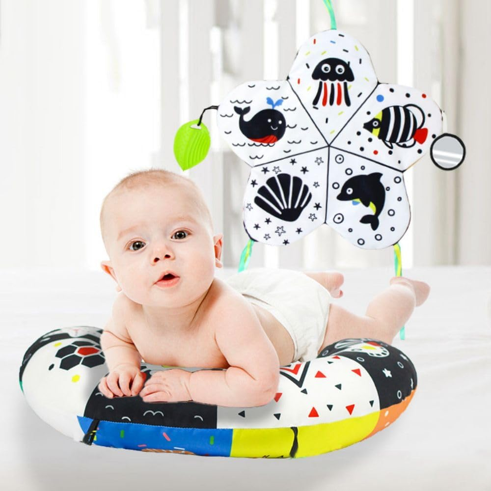 Poemtian Poemtian Baby Toys Infant Prone Pillow,Black and White High Contrast Baby Toys,Plaything Tummy Time Toys Cotton Pillow Infant Cotton Pillow for Infant Newborn Toddler image number 3
