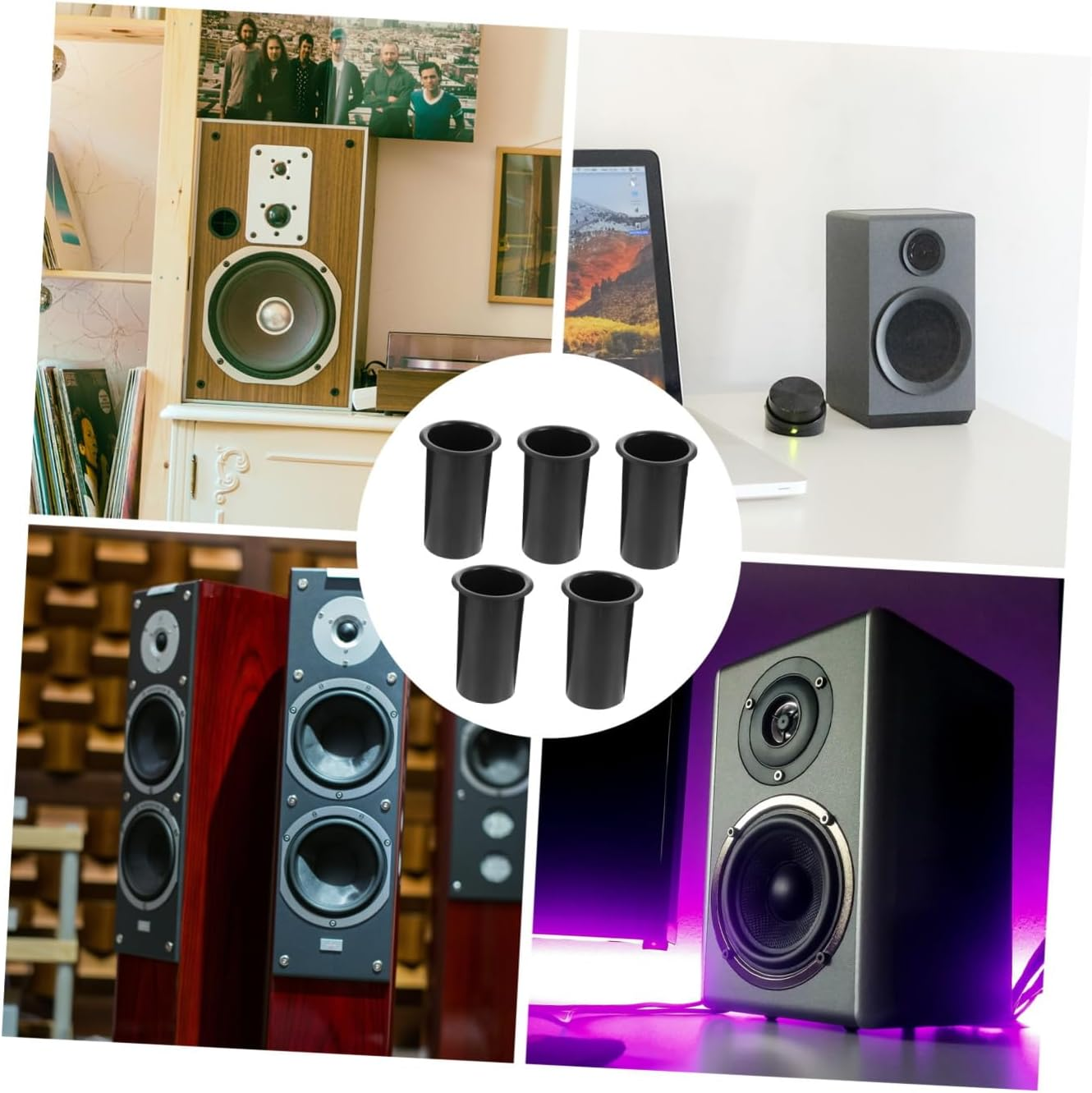 5 PCS Bass Reflex Plastic Speaker Port Tubes Subwoofer Supply Replacement Black Spray Paint Speaker Accessories for Enhanced Low Frequency Output image number 3