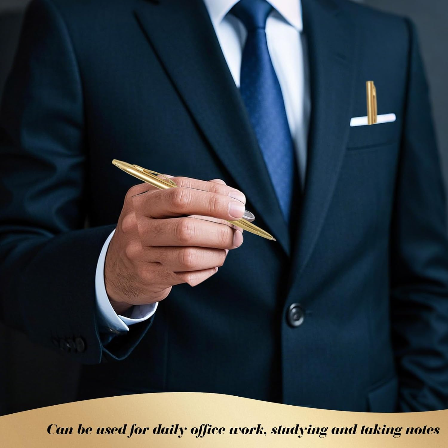 50 Pcs Gold Metal Pens Retractable Ballpoint Pen Bulk Slim Ballpoint Pens 1Mm Medium Point Pens with Black Ink for Wedding School Business Office Supplies (Modern, 50) image number 1