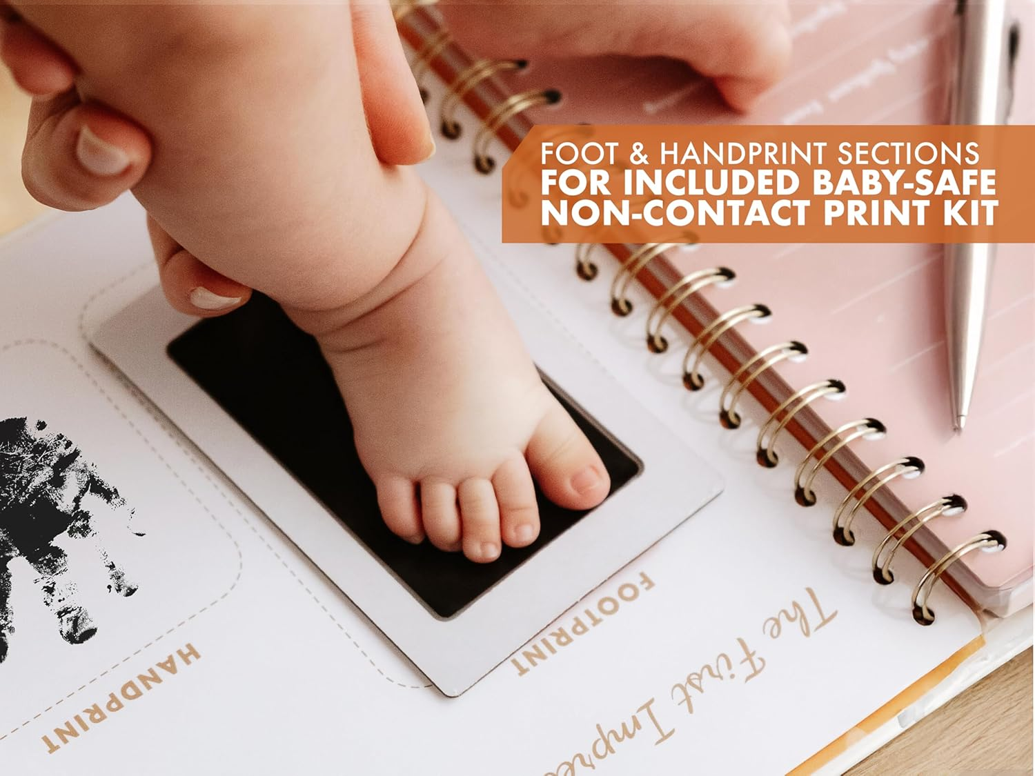 Pregnancy Journal for First Time Moms 2025, Baby Memory Book Baby Shower Item with Photo Album, Footprint Kit Included, Scrapbook Milestones, Trimester Tracker for Expecting Moms from Bump to Birth image number 6