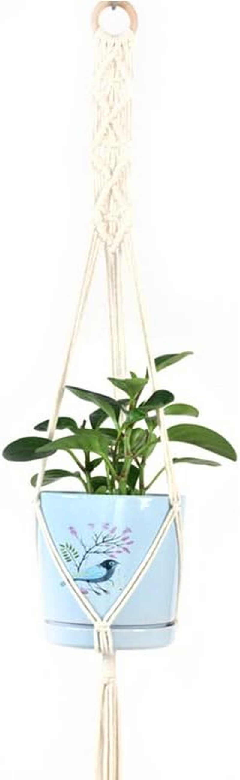 AIMALL Macrame Plant Hanger, 39 Inch Hand-Braided Hanging Planter Holder, Indoor Outdoor Flower Pot Basket with Cotton Rope, Boho Style for Living Room, Balcony, or Garden image number 2