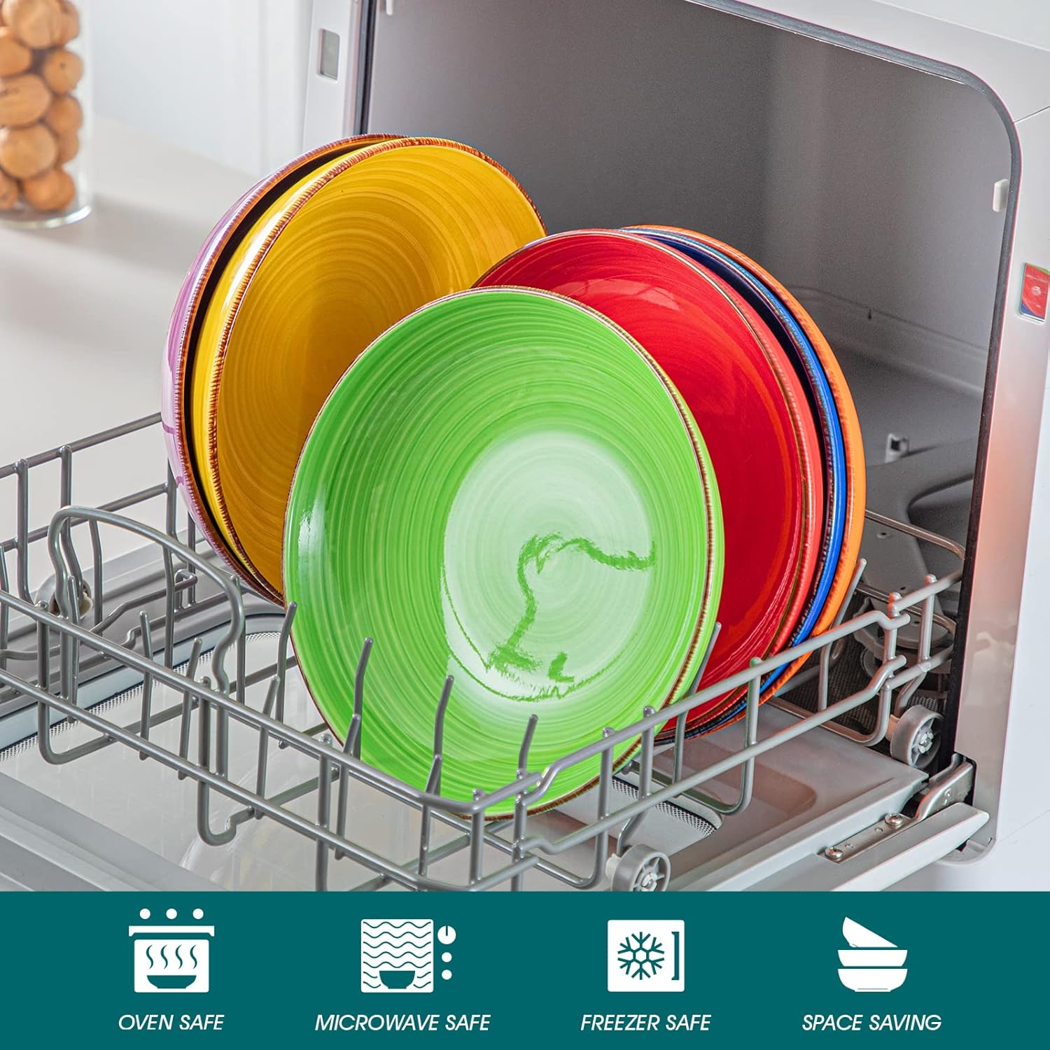 Vancasso Bonita Pasta Bowls Set of 6, 38 Oz Shallow Bowls, Ceramic Pasta Plates and Salad Bowls, Microwave & Dishwasher Safe Serving Bowls, Assorted Colors image number 2