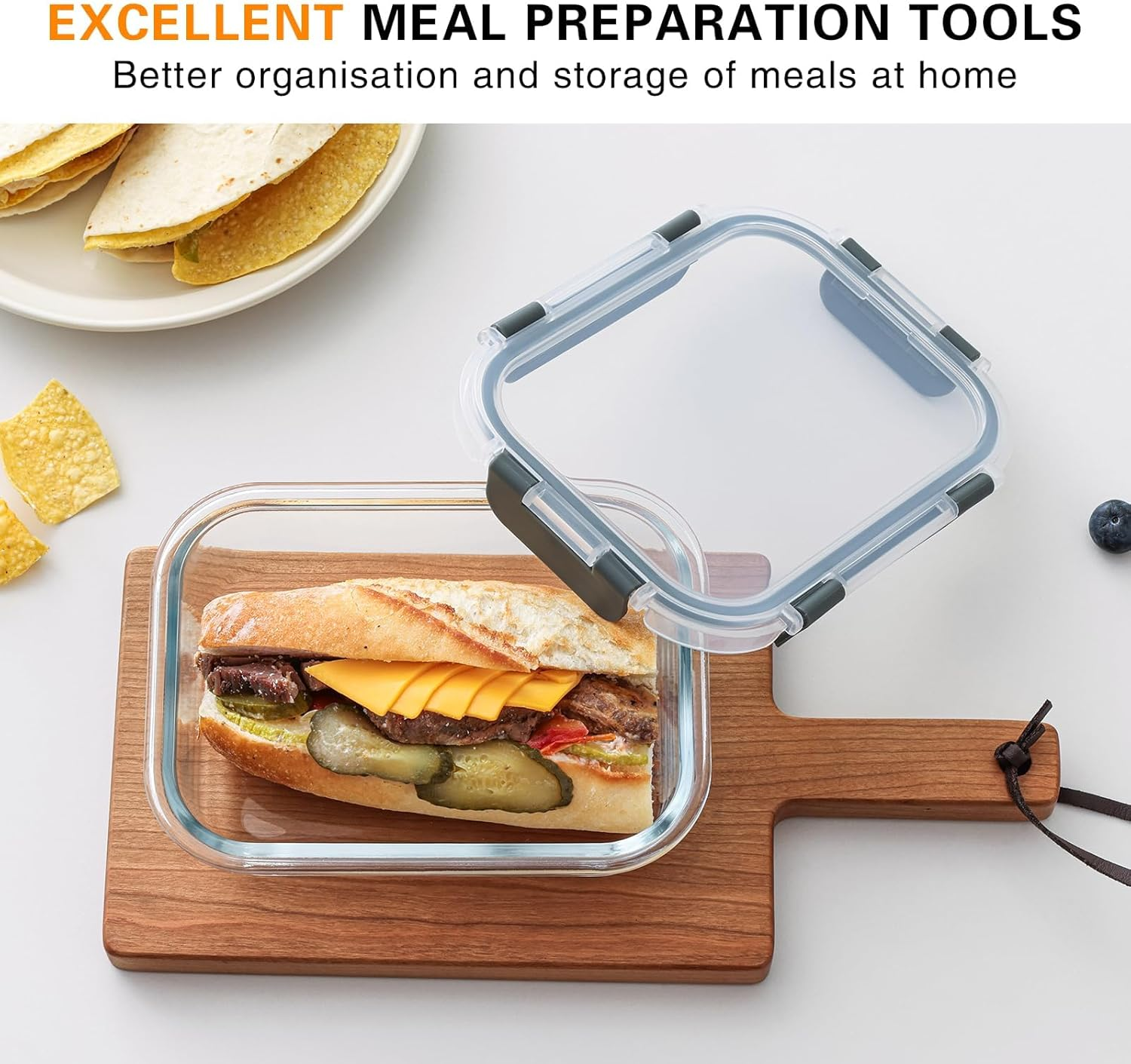 10 Pack Glass Food Storage Containers with Airtight Lids, Bpa-Free, Meal Prep Containers, Bento Boxes for Lunch and Leftovers image number 4