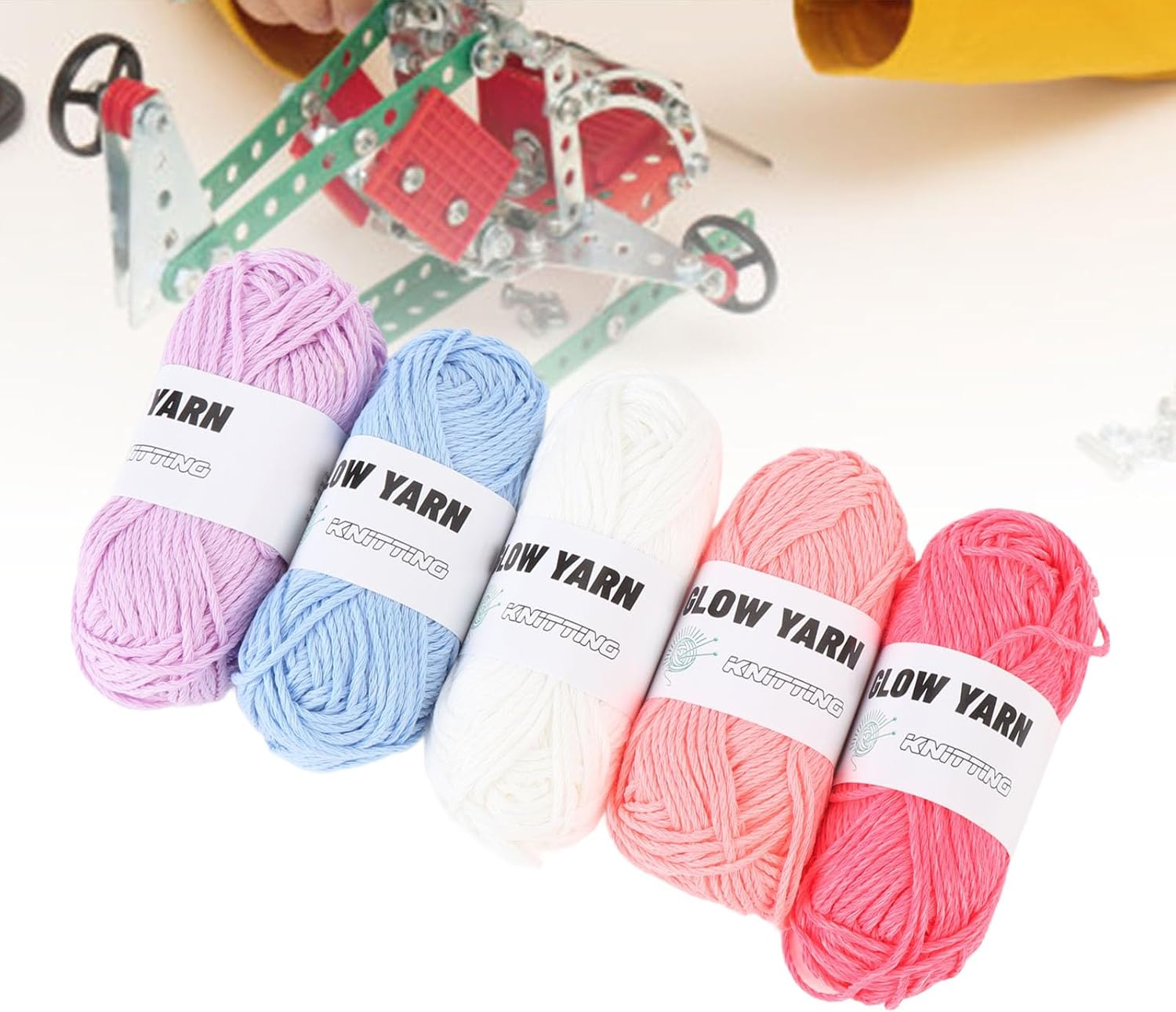 Jiawu Glow in the Dark Yarn, 5 Rolls Luminous Crochet Yarn for Crocheting, Arts Crafts Knitting Party Supplies, Colorful Yarns for DIY Arts, Crafts & Sewing Beginners, 49 Yards per Roll image number 4