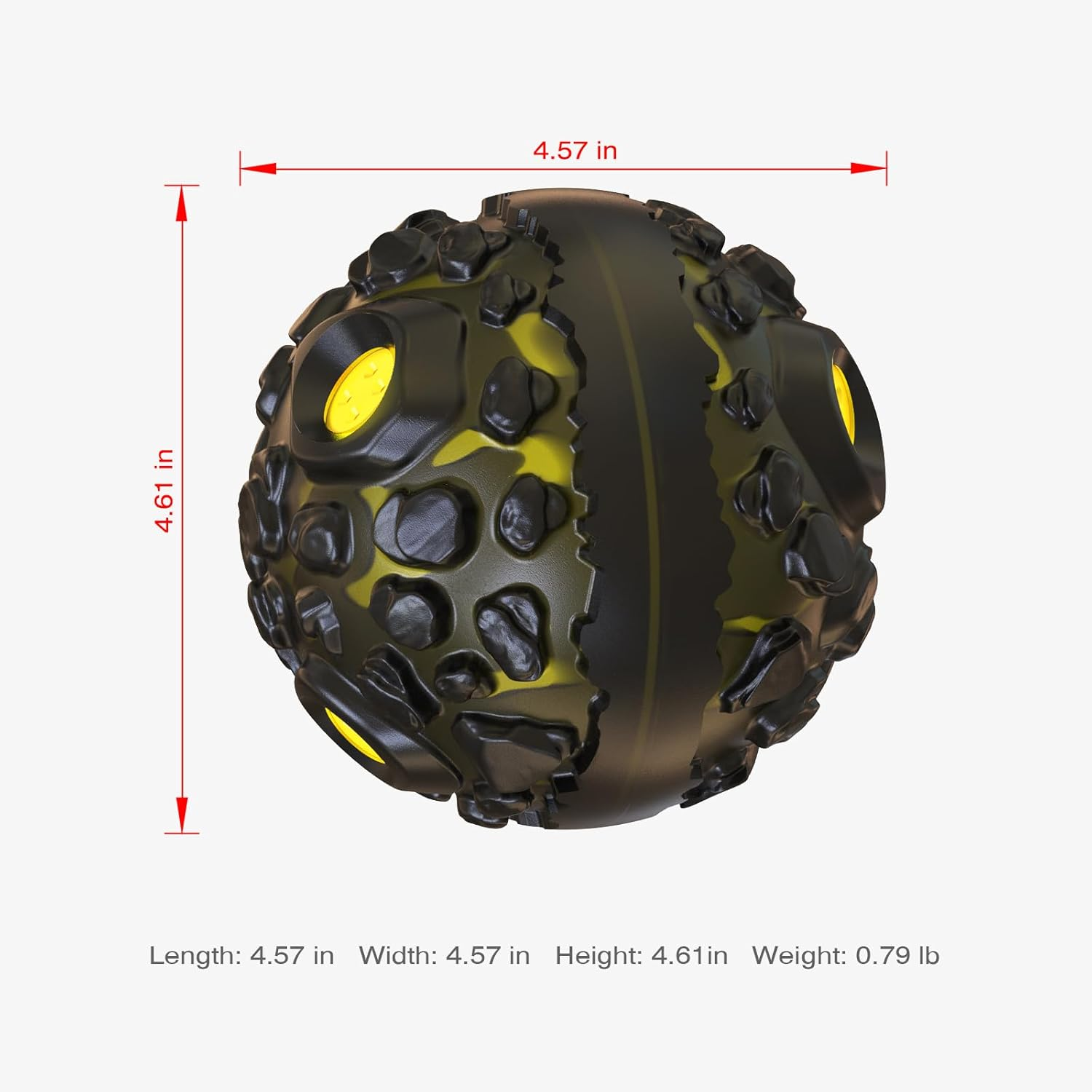 Indestructible Dog Chew Toy Ball for Aggressive Chewers &ndash; Durable & Interactive Dog Toy for Large & Small Dogs, Puppy Teething Toy, Long-Lasting & Fun (Black with Yellow) image number 4