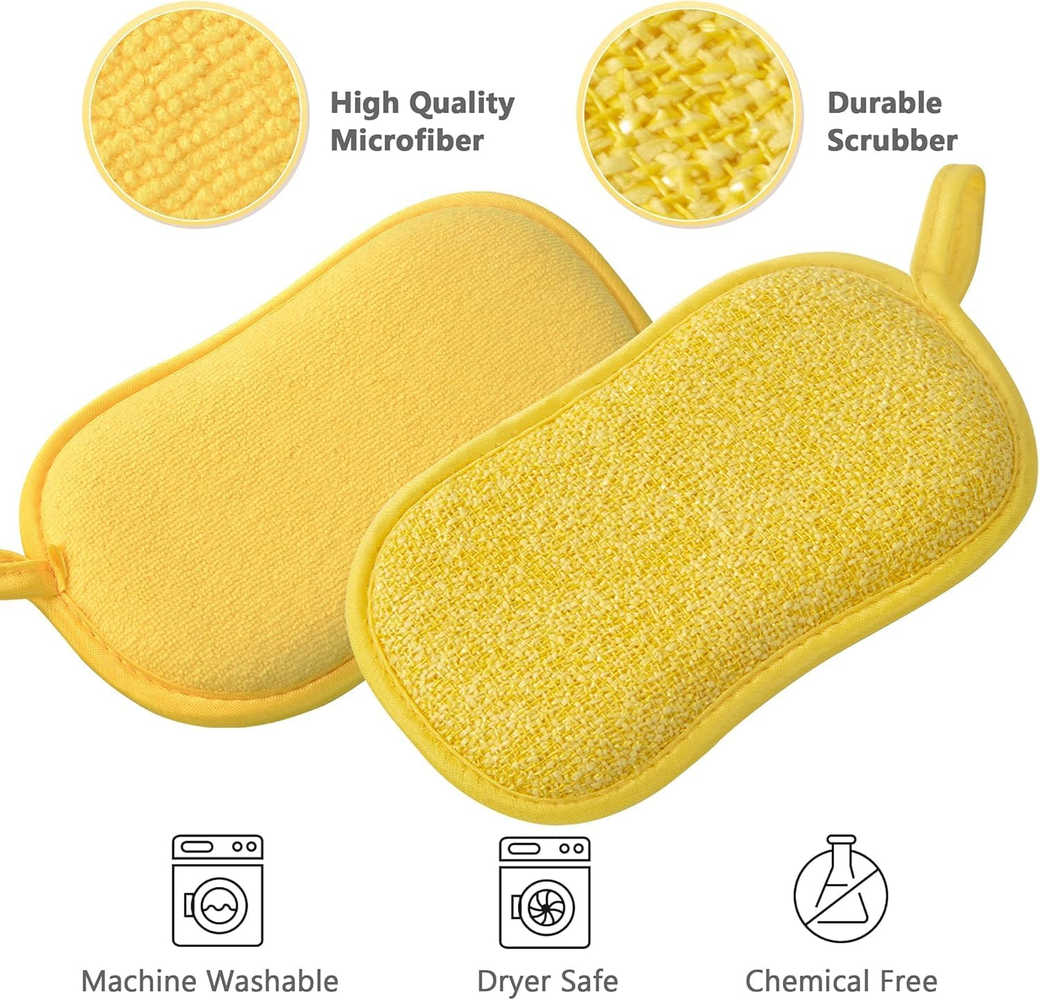 Multipurpose Kitchen Scrub Sponges, Heavy Duty Cleaning Non-Scratch Scrub Sponge, Reusable Microfiber Sponge for Household Cleaning,Kitchen Cleaning,Restaurant Cleaning image number 3